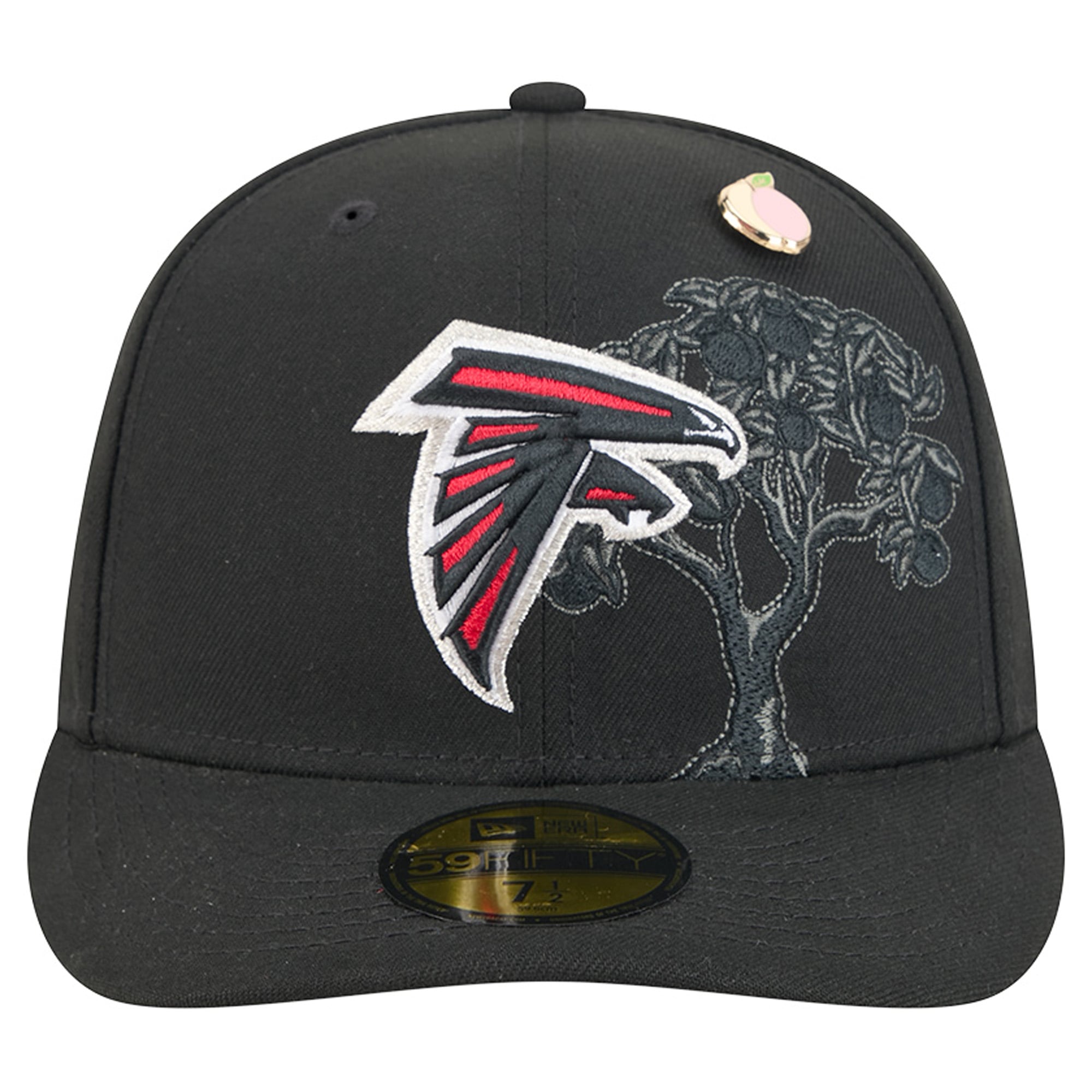 Casquette ajustée New Era 59FIFTY noire pour homme, avec pin 's Atlanta Falcons.