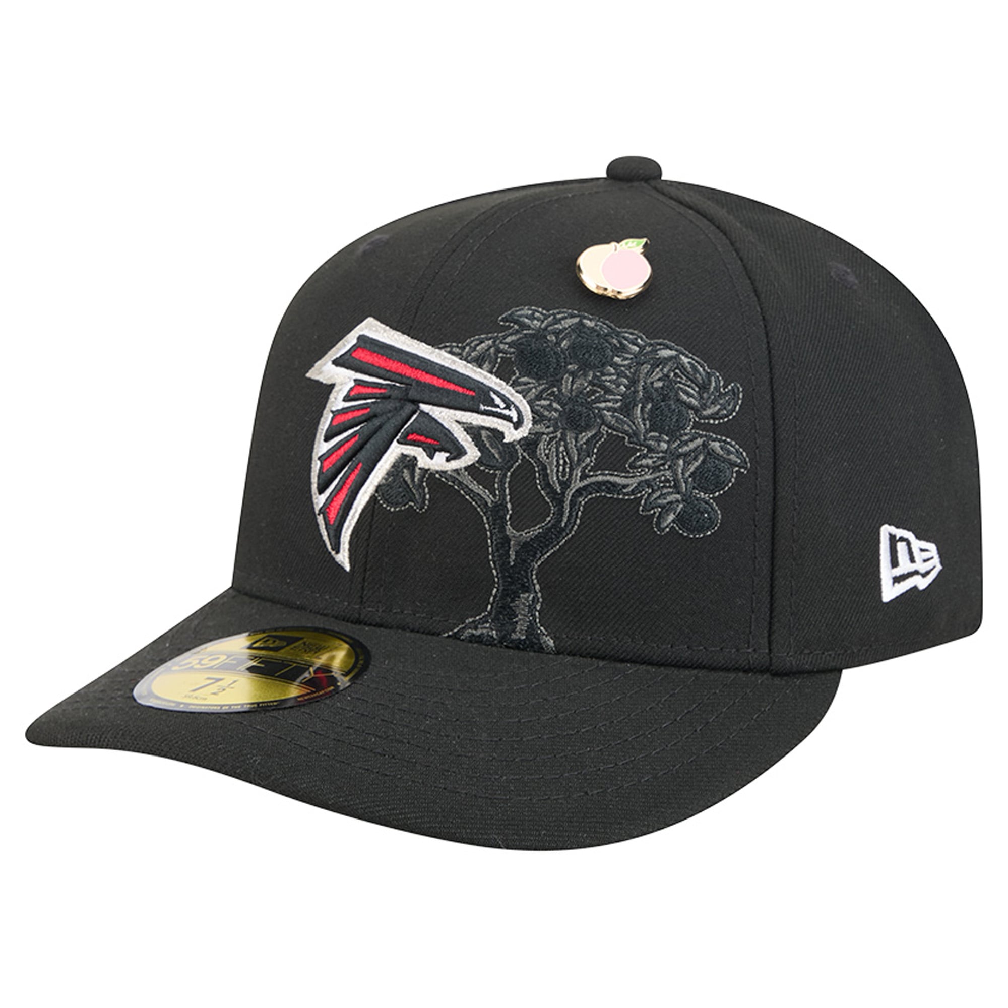 Casquette ajustée New Era 59FIFTY noire pour homme, avec pin 's Atlanta Falcons.