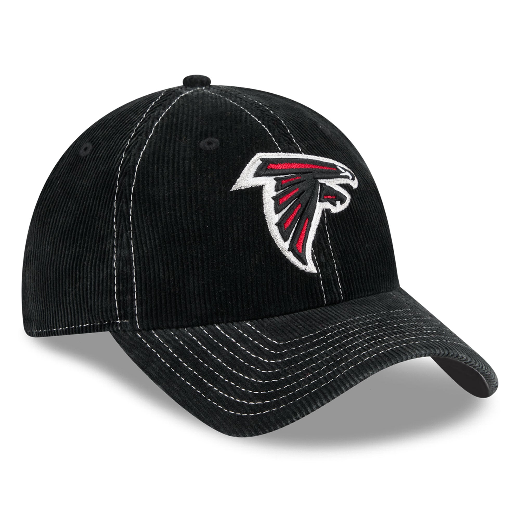 Casquette New Era noire pour homme, Atlanta Falcons, en velours côtelé, style classique décontracté et ajustable