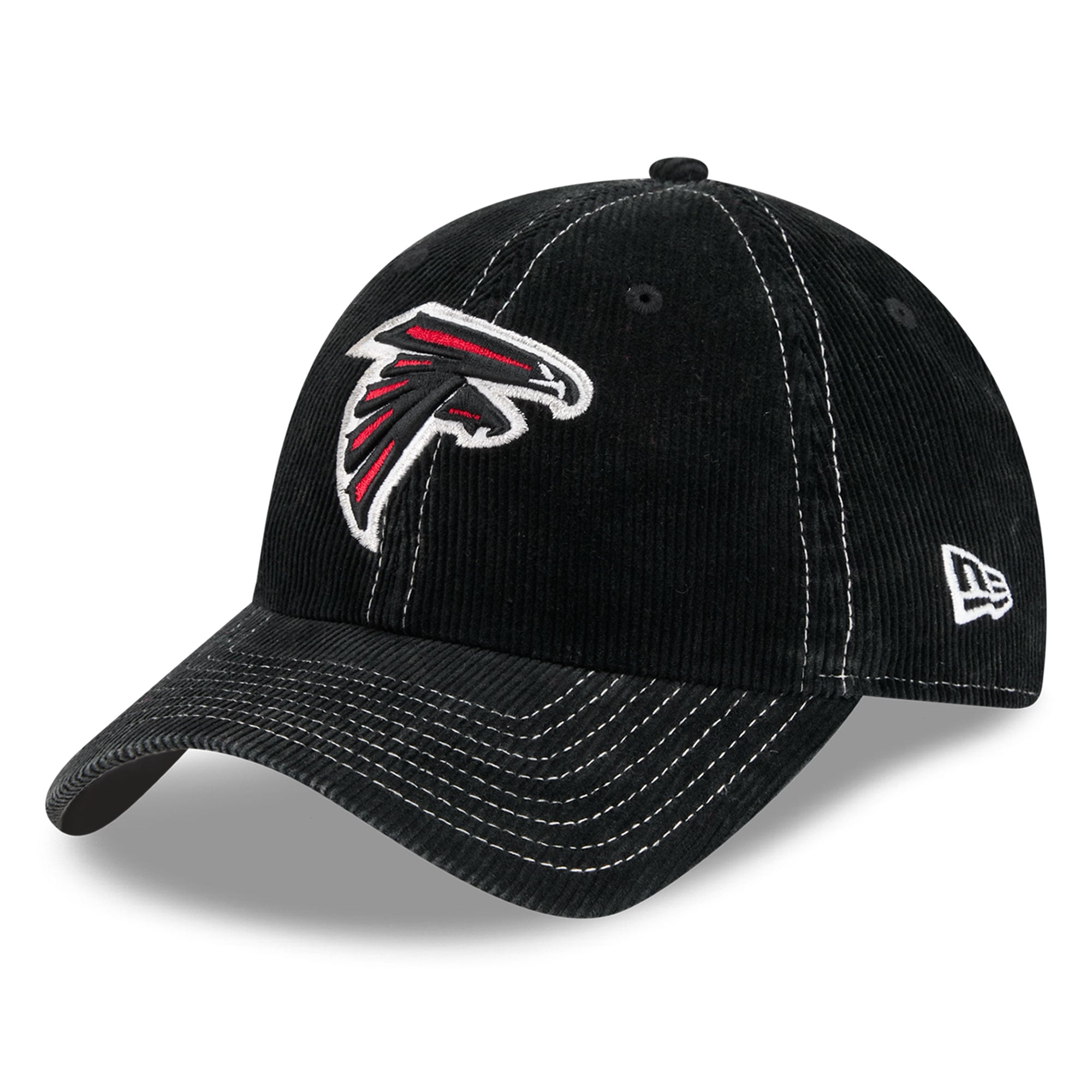 Casquette New Era noire pour homme, Atlanta Falcons, en velours côtelé, style classique décontracté et ajustable