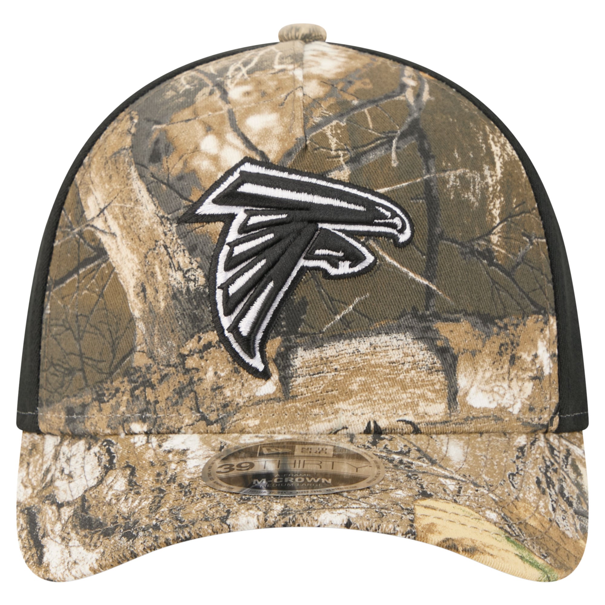 Men's New Era Camo/Black Atlanta Falcons Team Collection RealTree 39THIRTY M-Crown A-Frame Flex Hat