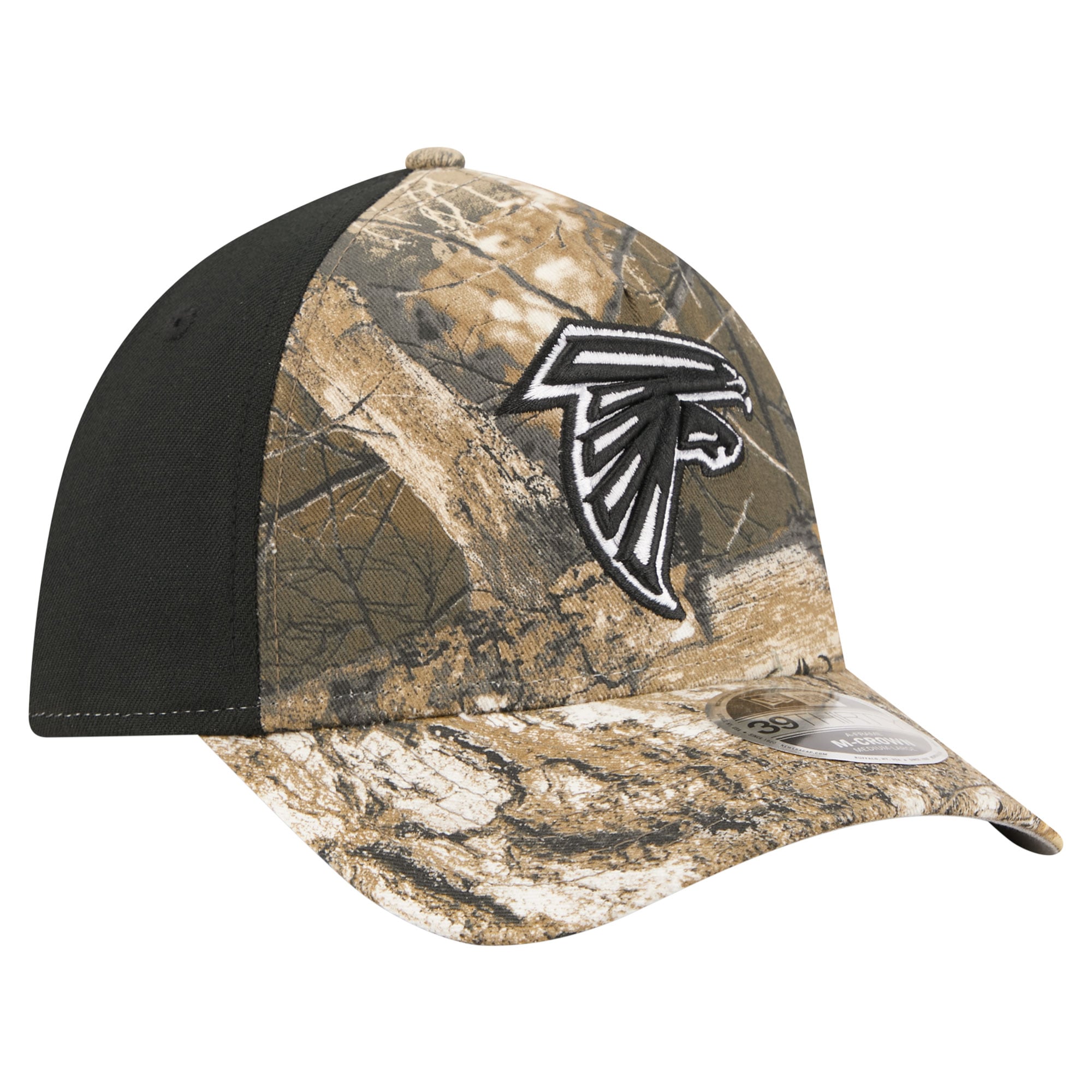 Men's New Era Camo/Black Atlanta Falcons Team Collection RealTree 39THIRTY M-Crown A-Frame Flex Hat