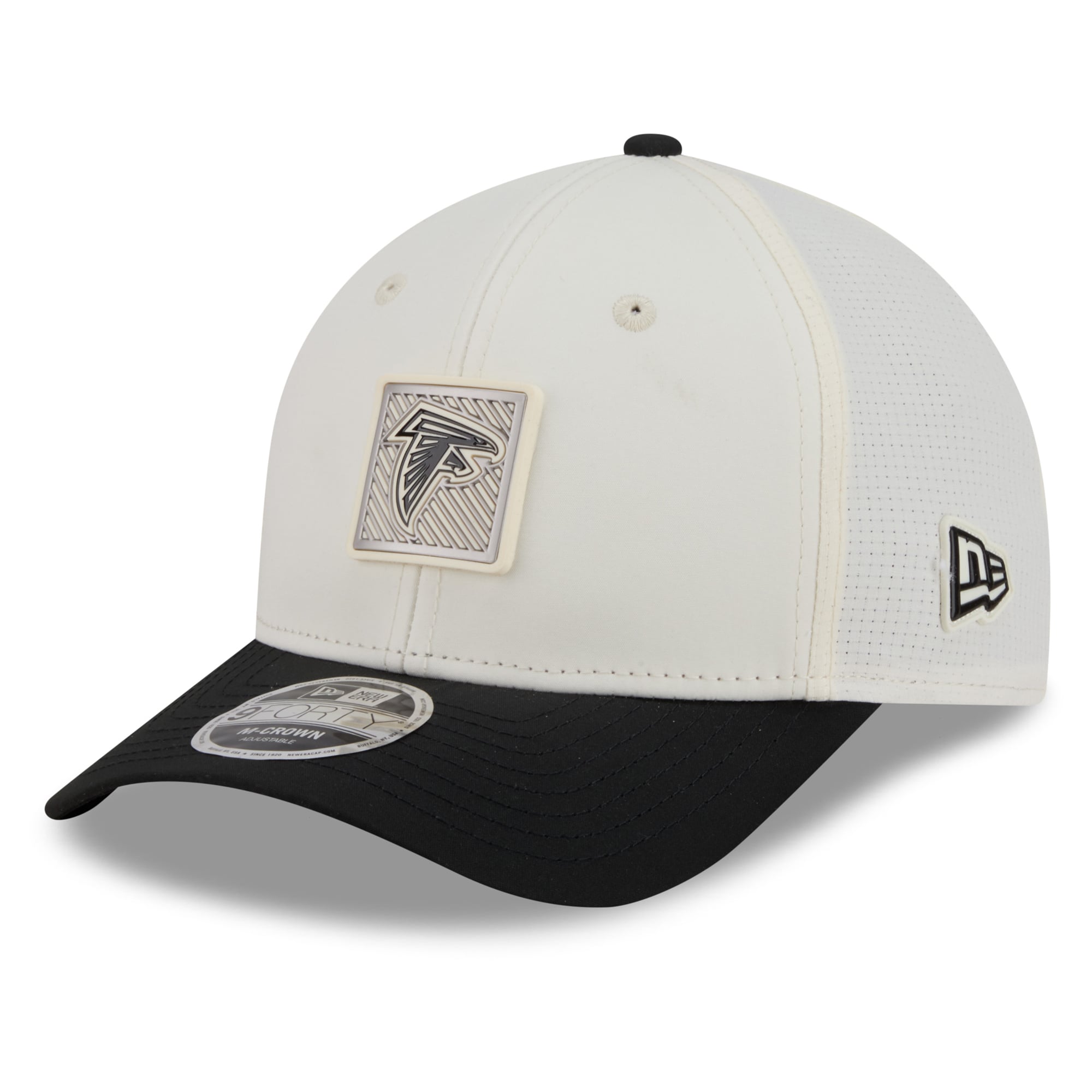 Men's New Era Cream/Black Atlanta Falcons 2026 NFL Training Camp 9FORTY Adjustable Hat