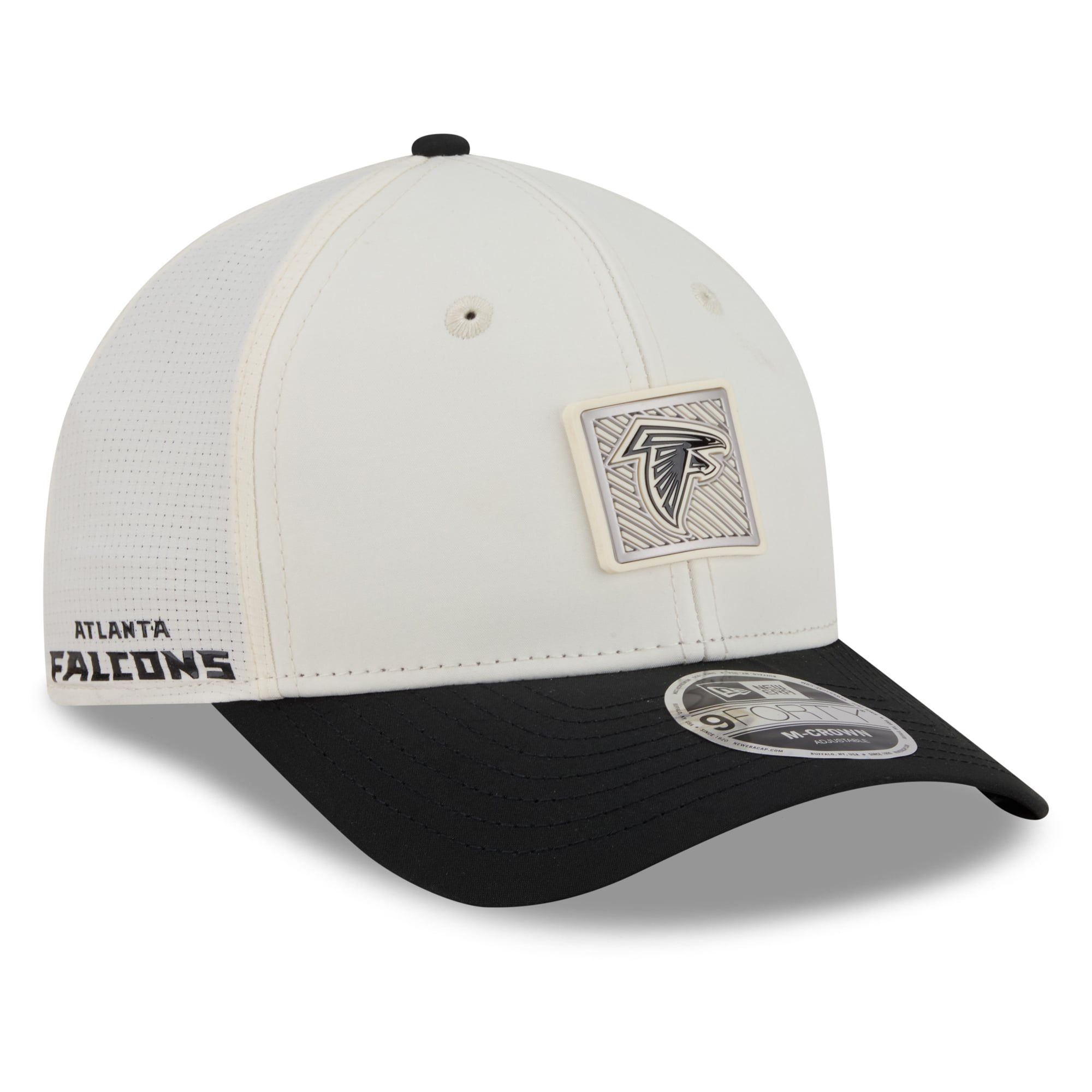 Men's New Era Cream/Black Atlanta Falcons 2026 NFL Training Camp 9FORTY Adjustable Hat