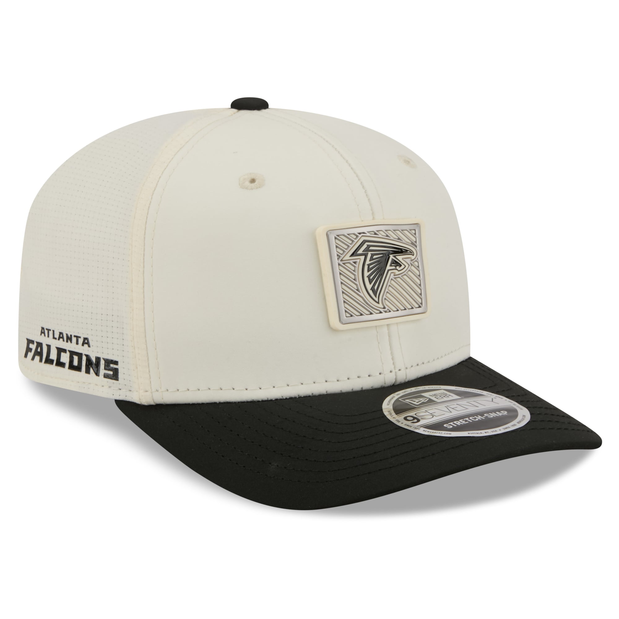 Men's New Era Cream/Black Atlanta Falcons 2026 NFL Training Camp 9SEVENTY Adjustable Hat