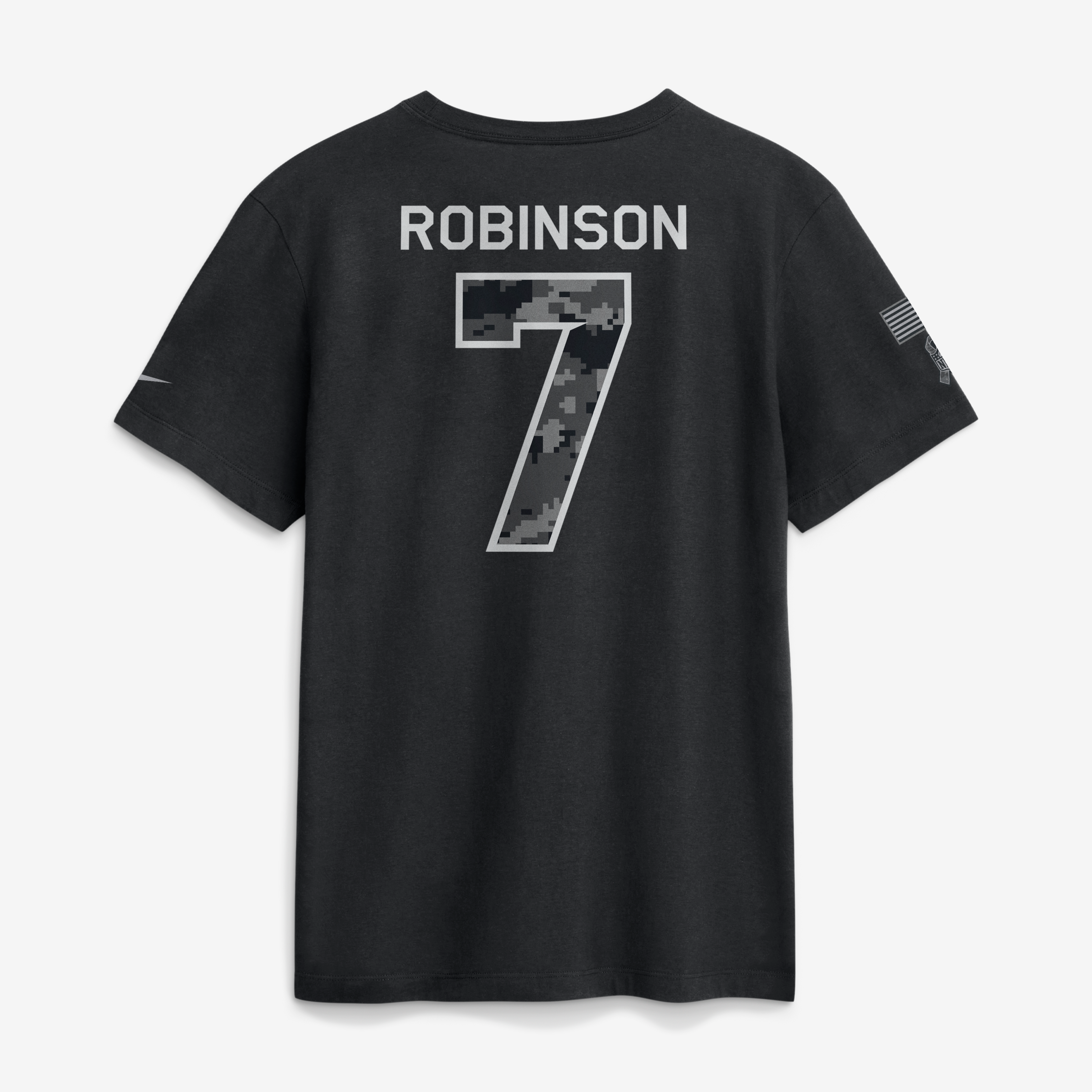 T-shirt Nike pour homme Bijan Robinson noir Atlanta Falcons 2026 Salute to Service (nom et numéro)