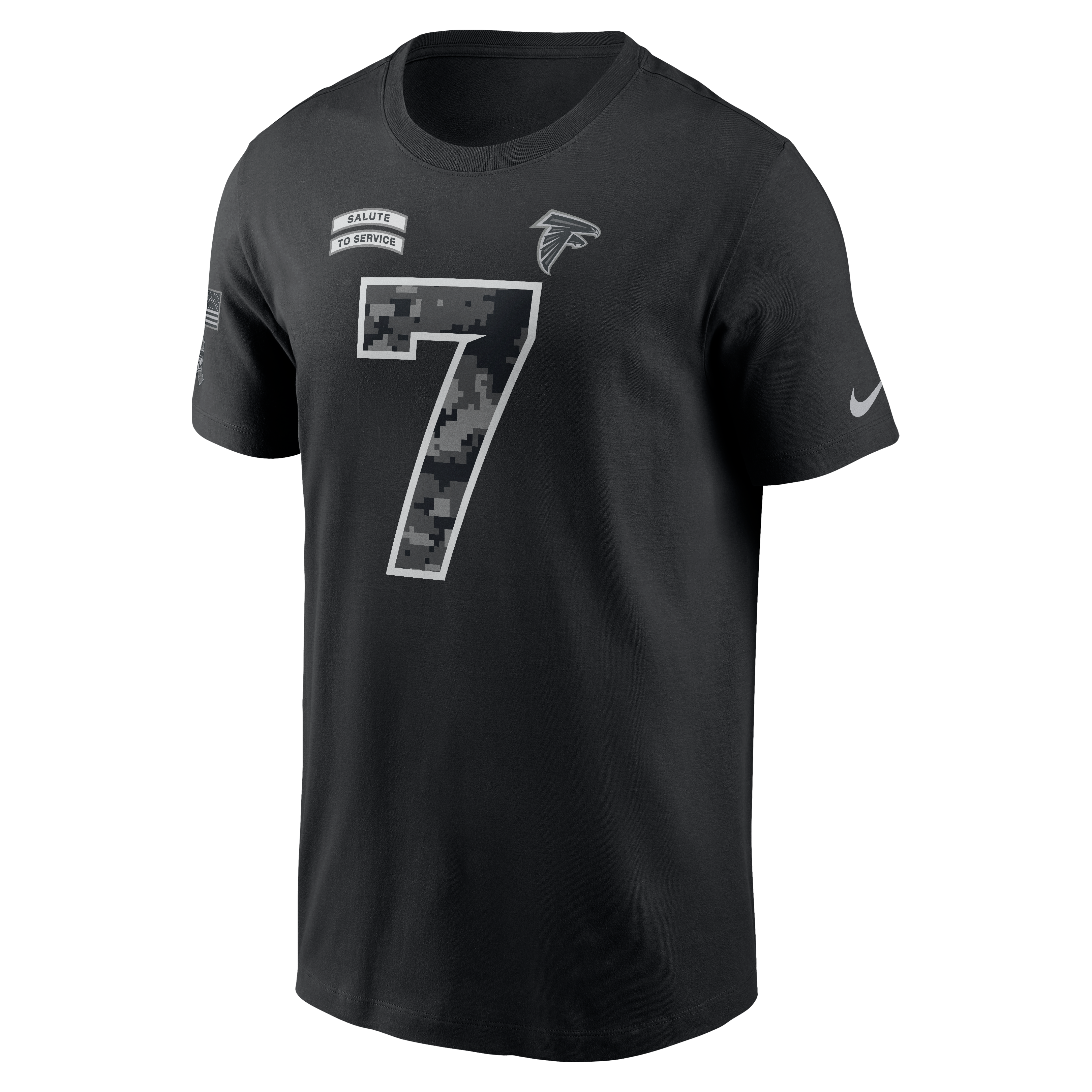 T-shirt Nike pour homme Bijan Robinson noir Atlanta Falcons 2026 Salute to Service (nom et numéro)