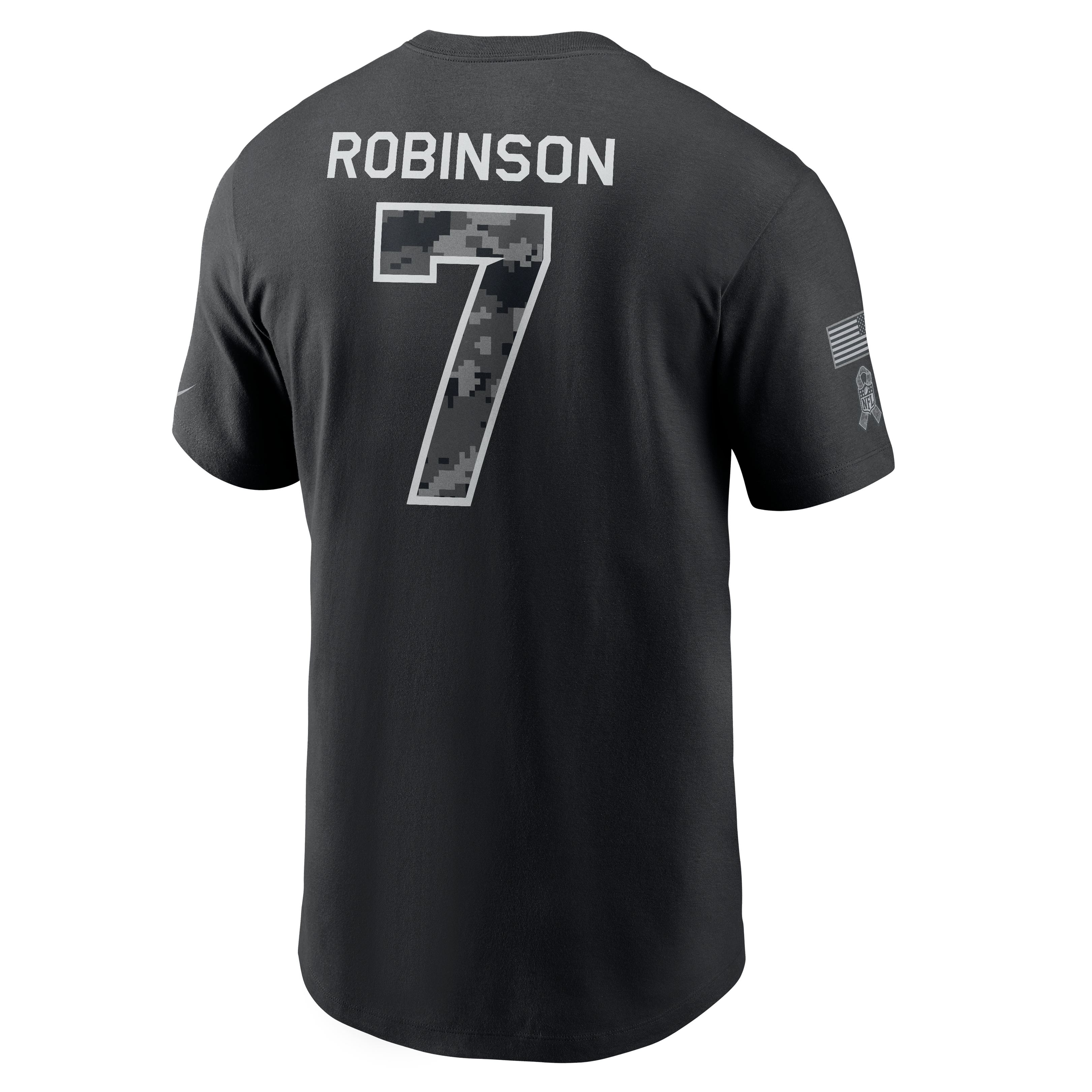 T-shirt Nike pour homme Bijan Robinson noir Atlanta Falcons 2026 Salute to Service (nom et numéro)