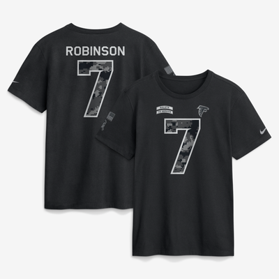 Bijan Robinson Atlanta Falcons Nike 2026 Salute to Service Name & Number T-Shirt - Black
