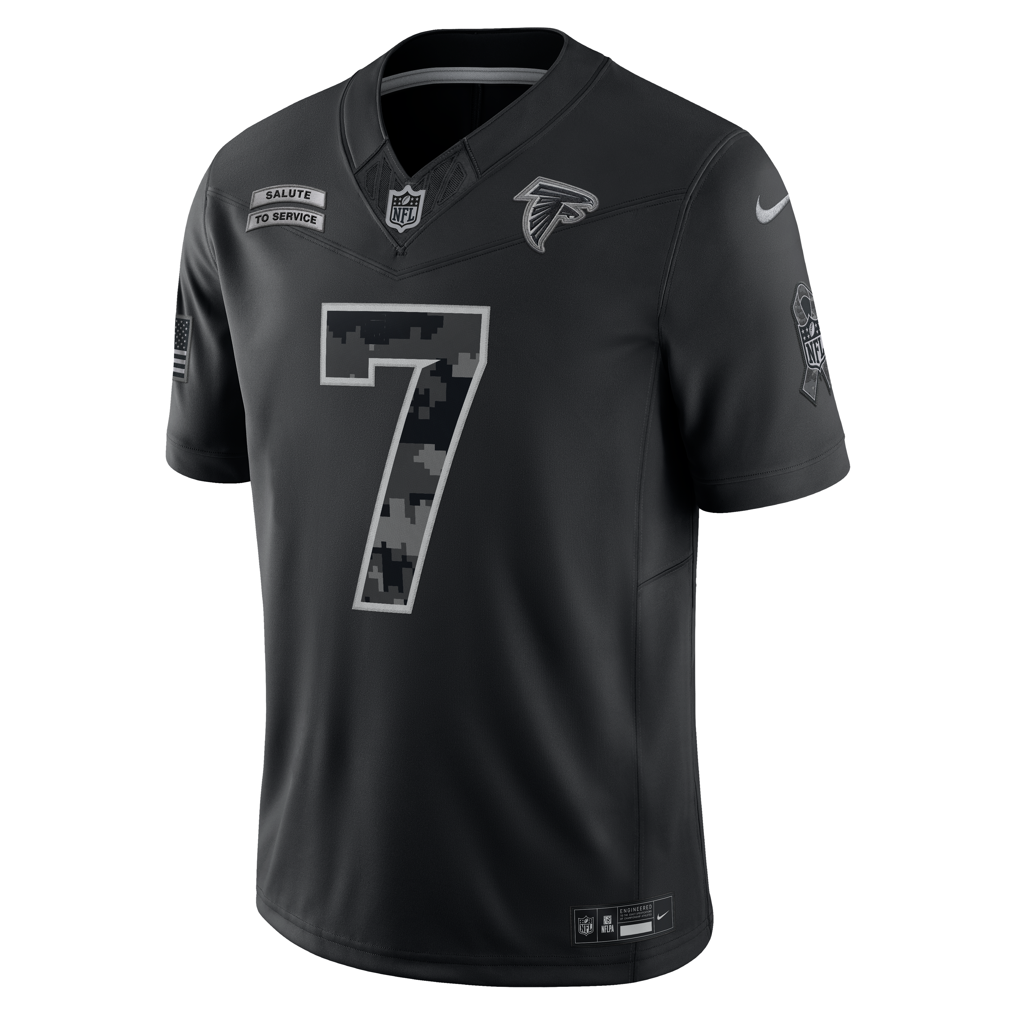 Maillot Nike Bijan Robinson noir Atlanta Falcons 2026 Salute to Service, édition limitée cousue