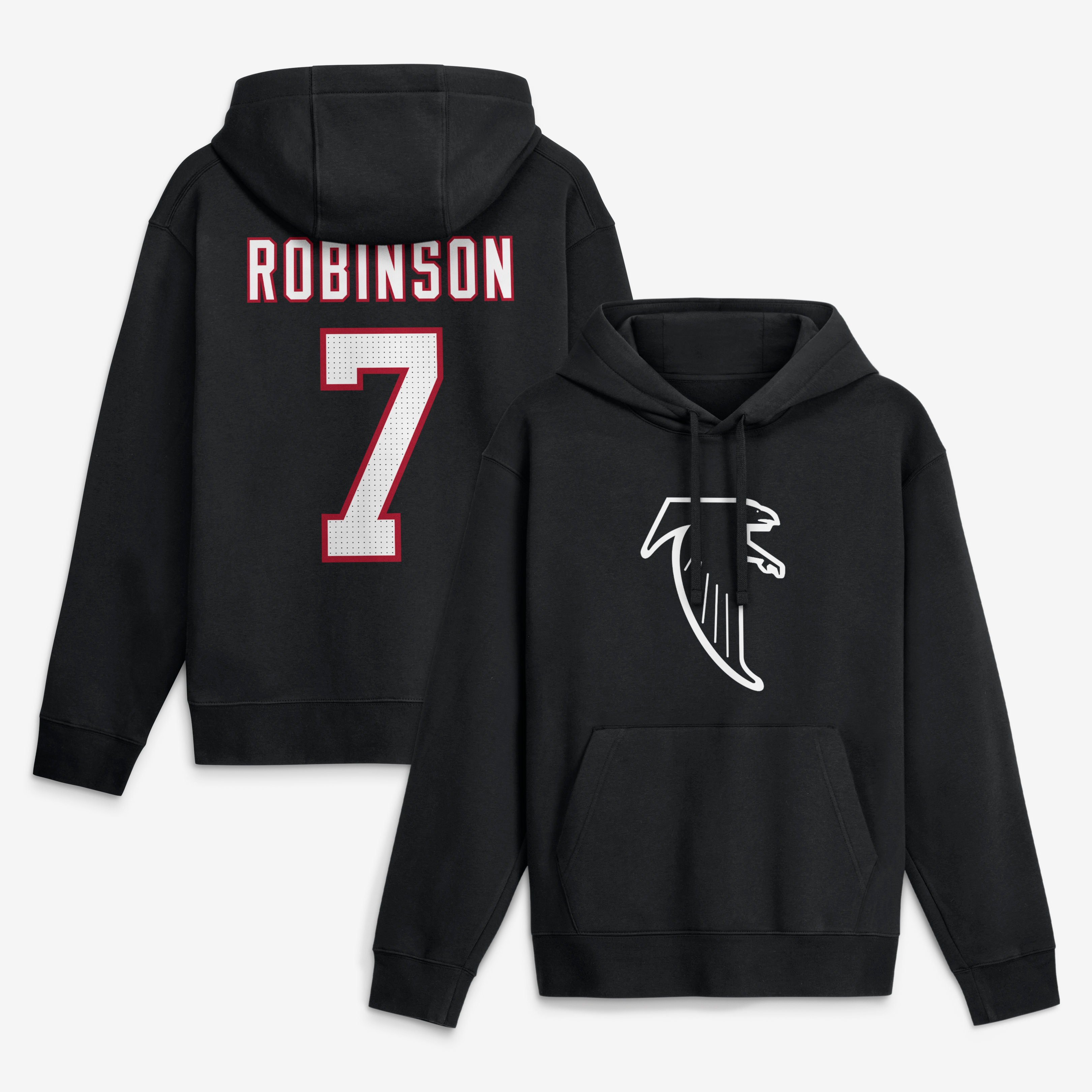 Sweat à capuche Nike Bijan Robinson noir Atlanta Falcons pour homme, avec nom et numéro