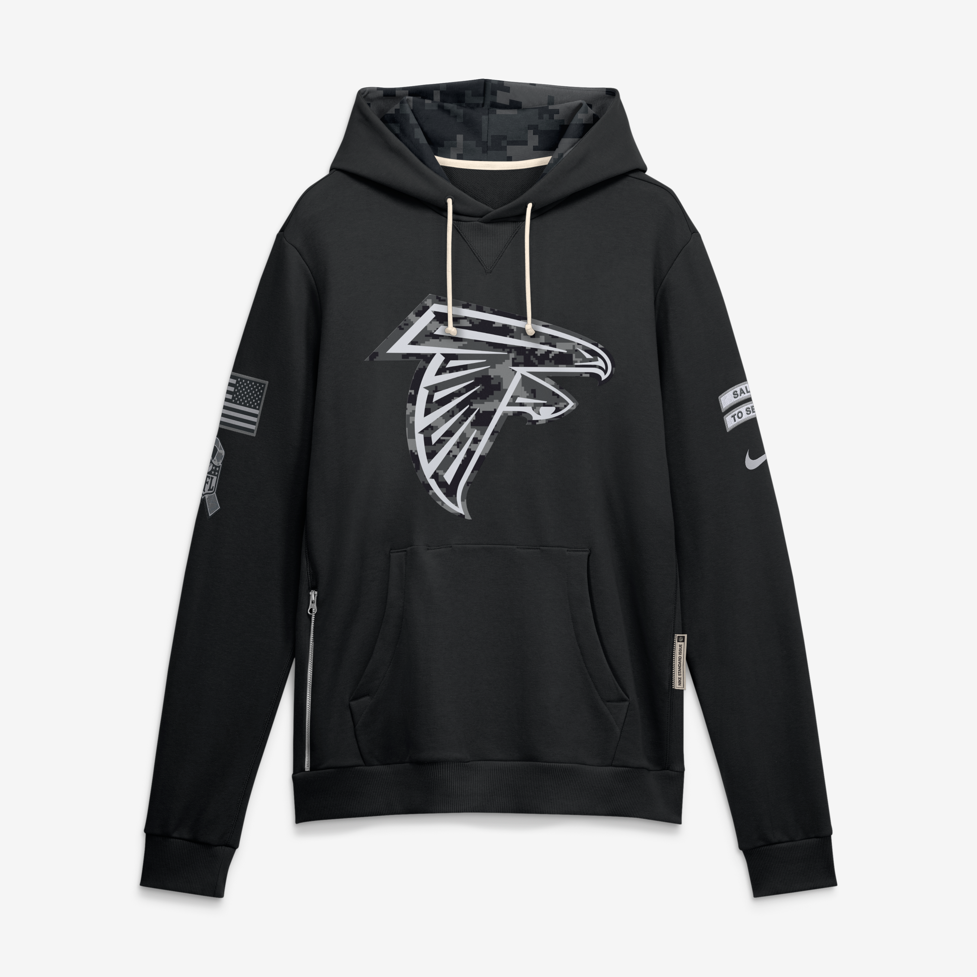 Sweat à capuche Nike Atlanta Falcons 2026 Salute to Service Sideline Dri-FIT noir pour homme