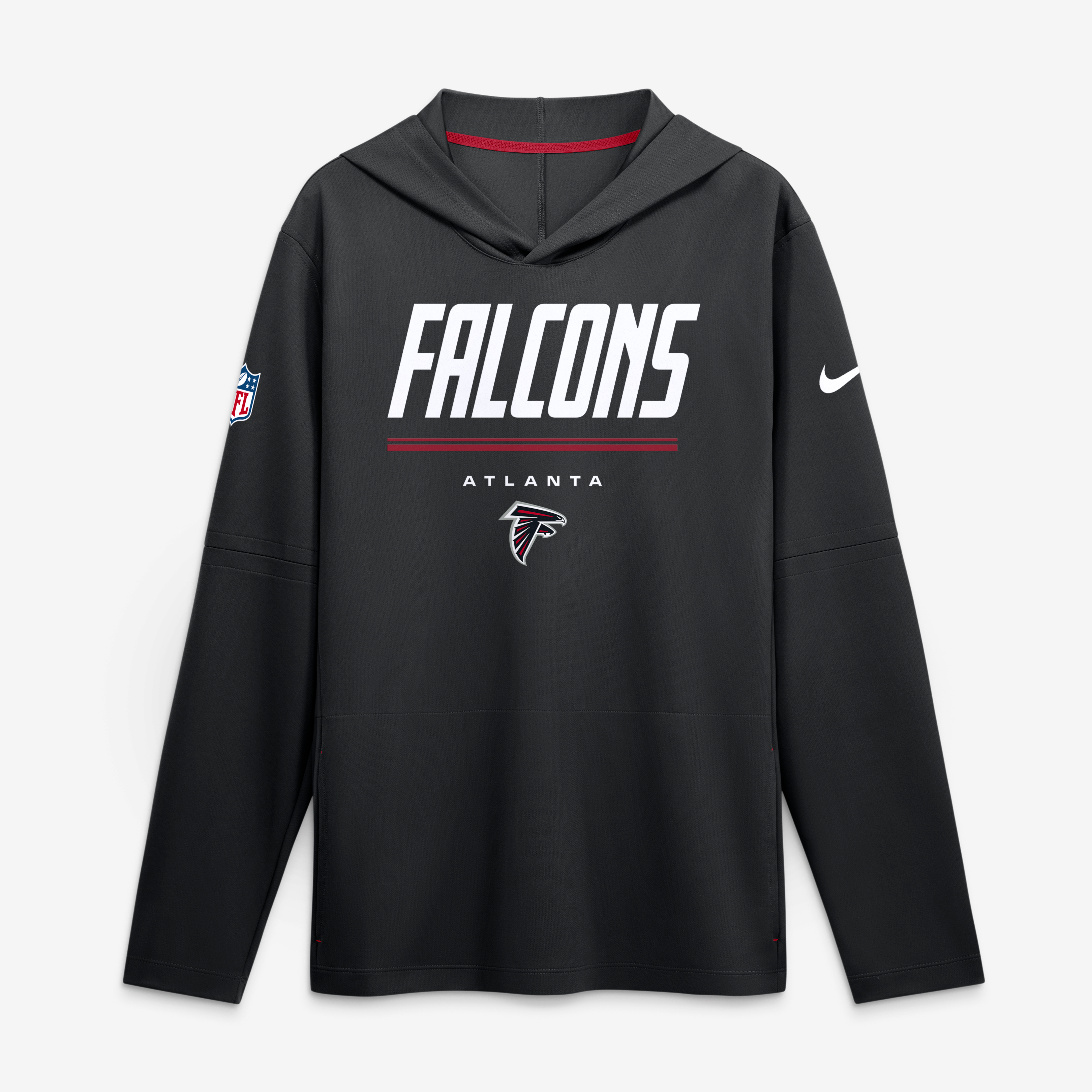 Men's Nike Black Atlanta Falcons Sideline Game On Lightweight Long Sleeve Hooded Dri-FIT Top