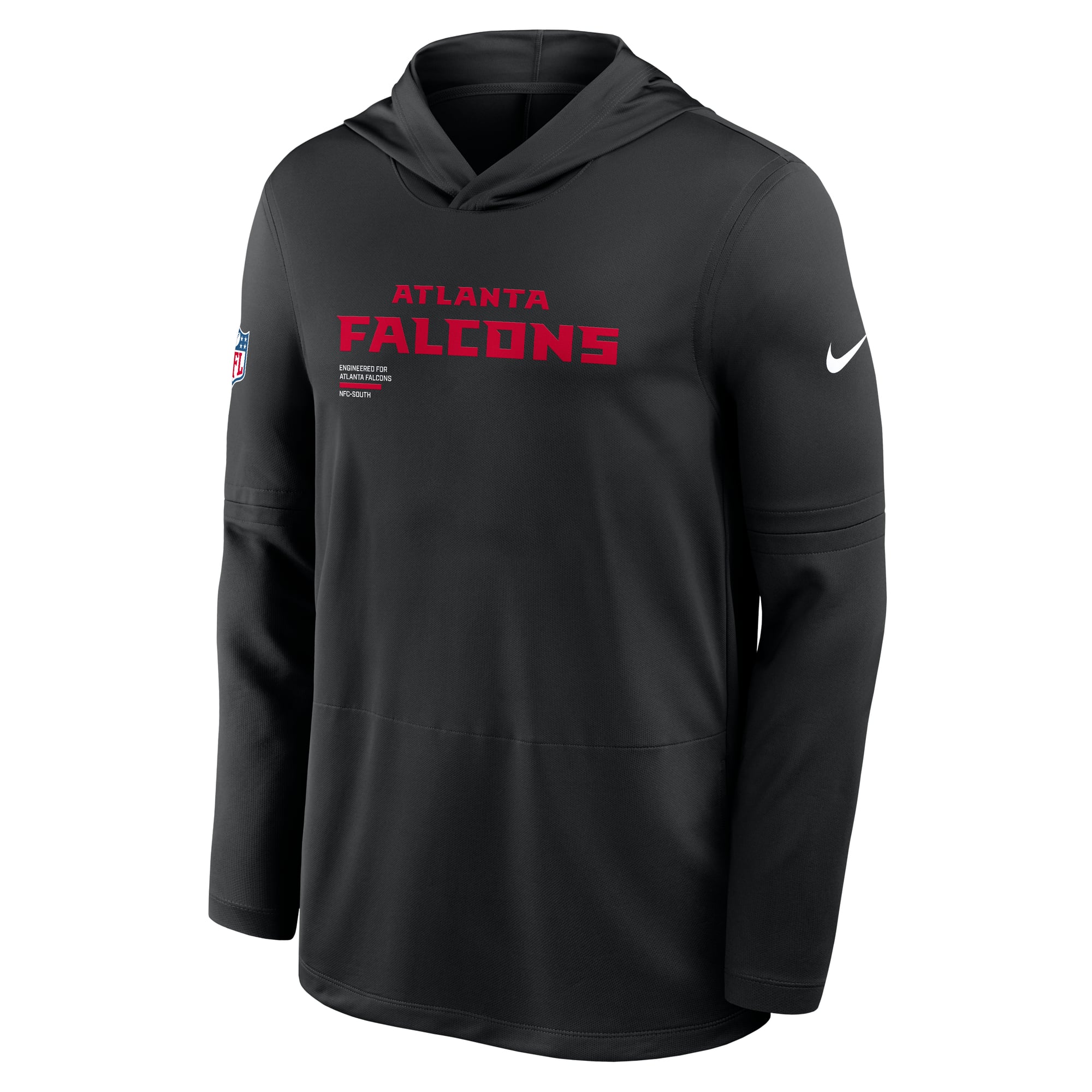 T-shirt à capuche manches longues Nike Atlanta Falcons Sideline Pure Fury Dri-FIT rouge pour homme