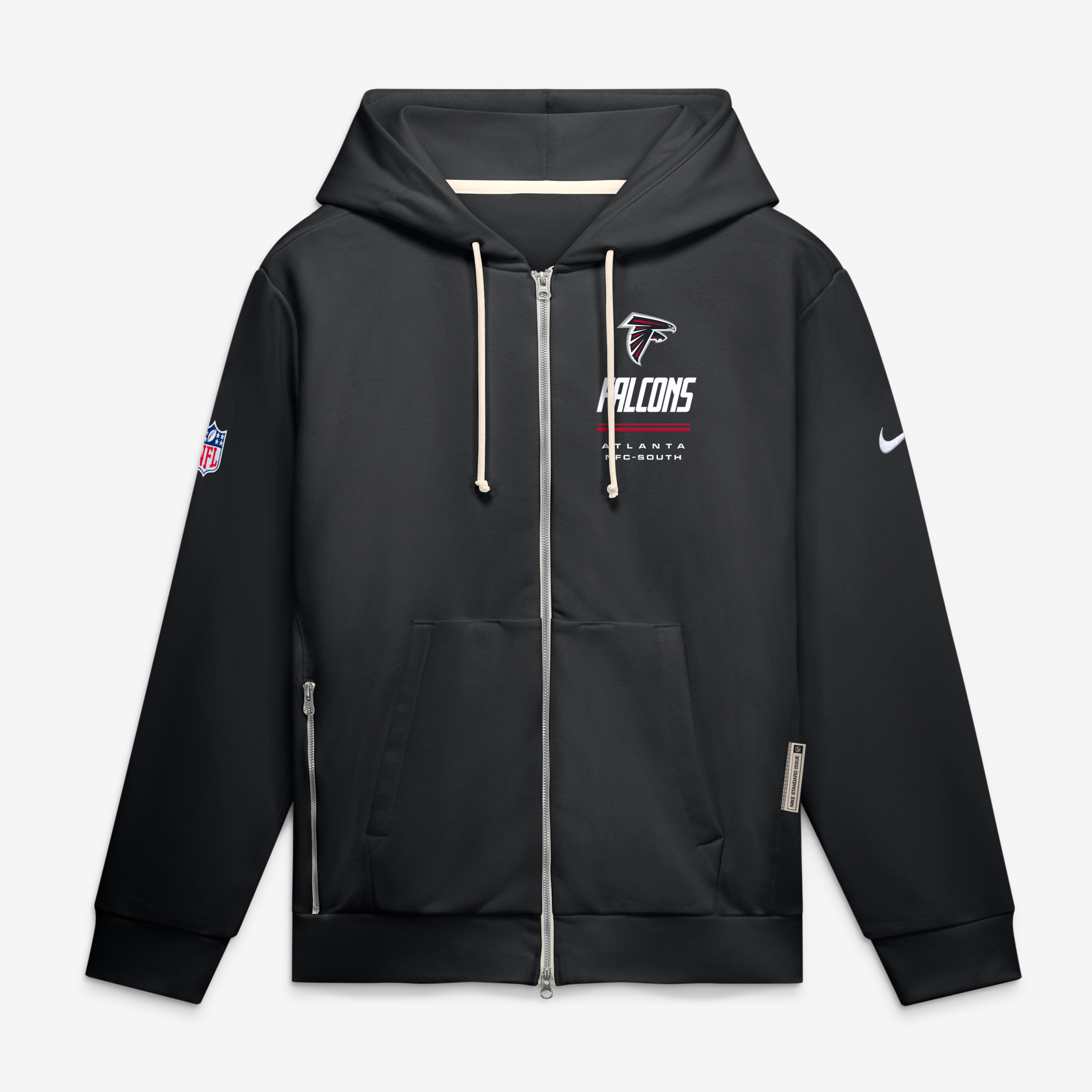Men's Nike Black Atlanta Falcons Sideline Standard Issue Quarterback Scramble Dri-FIT Full-Zip Hoodie
