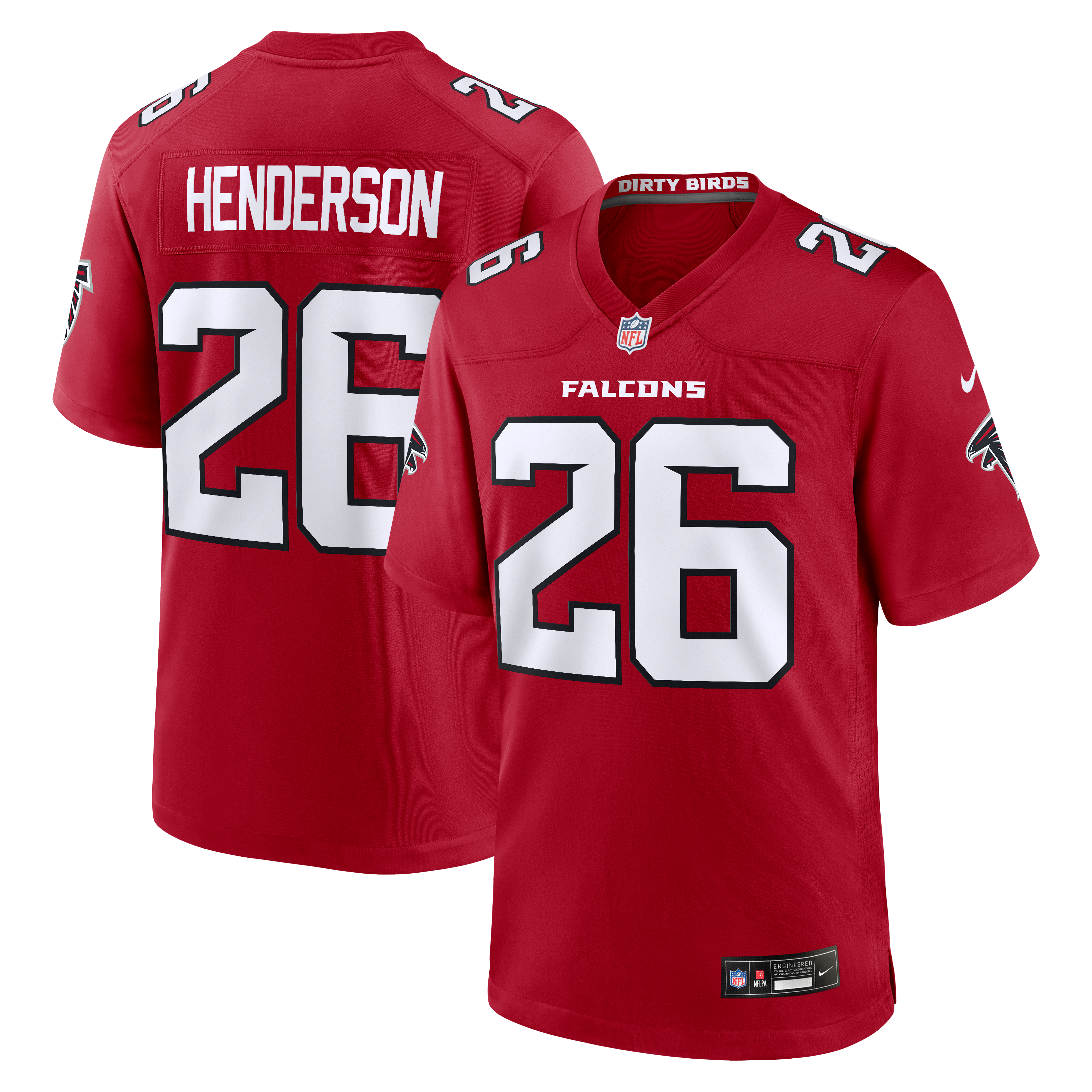 Maillot de match Nike CJ Henderson rouge des Falcons d'Atlanta pour homme