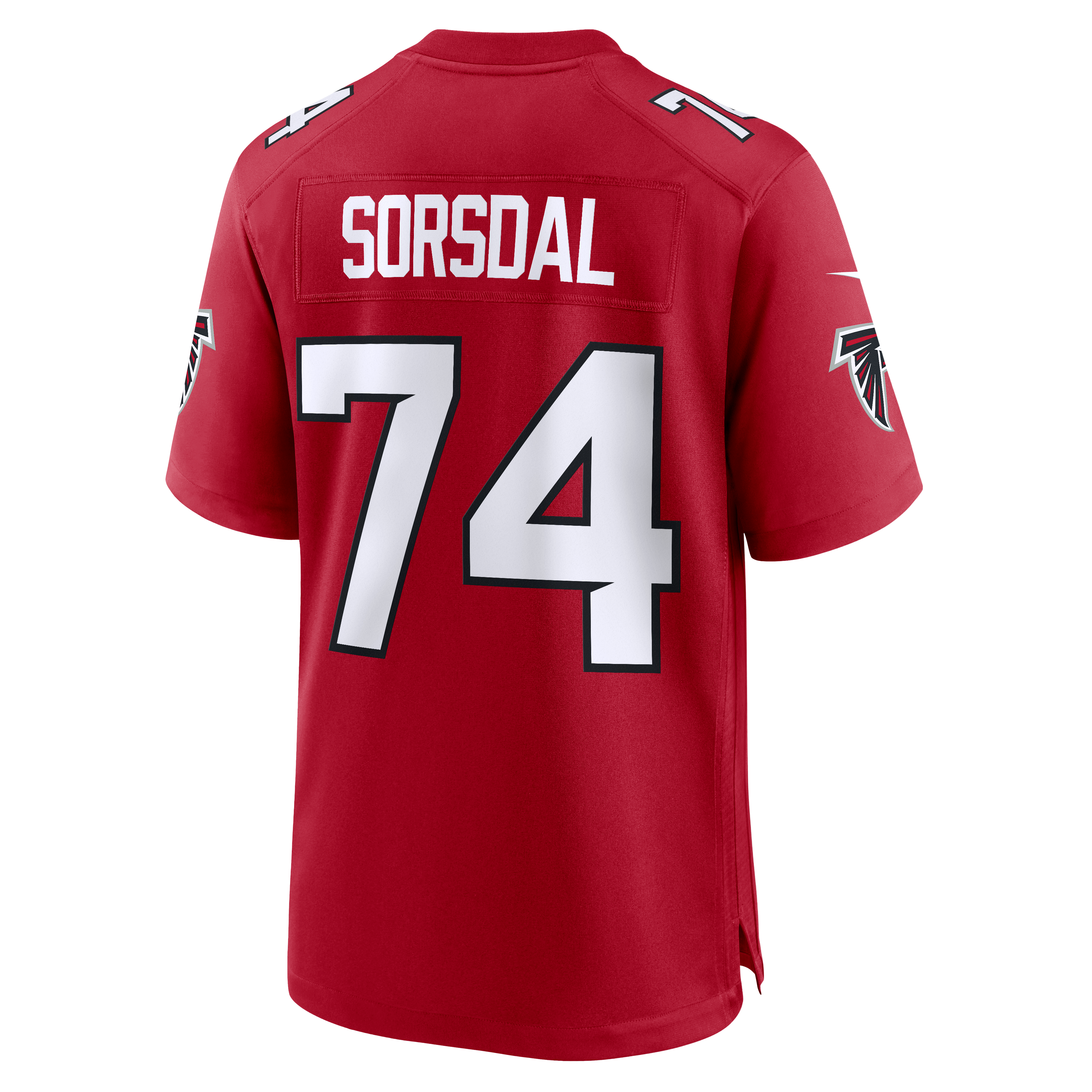 Maillot de match Nike Colby Sorsdal rouge des Falcons d'Atlanta pour homme