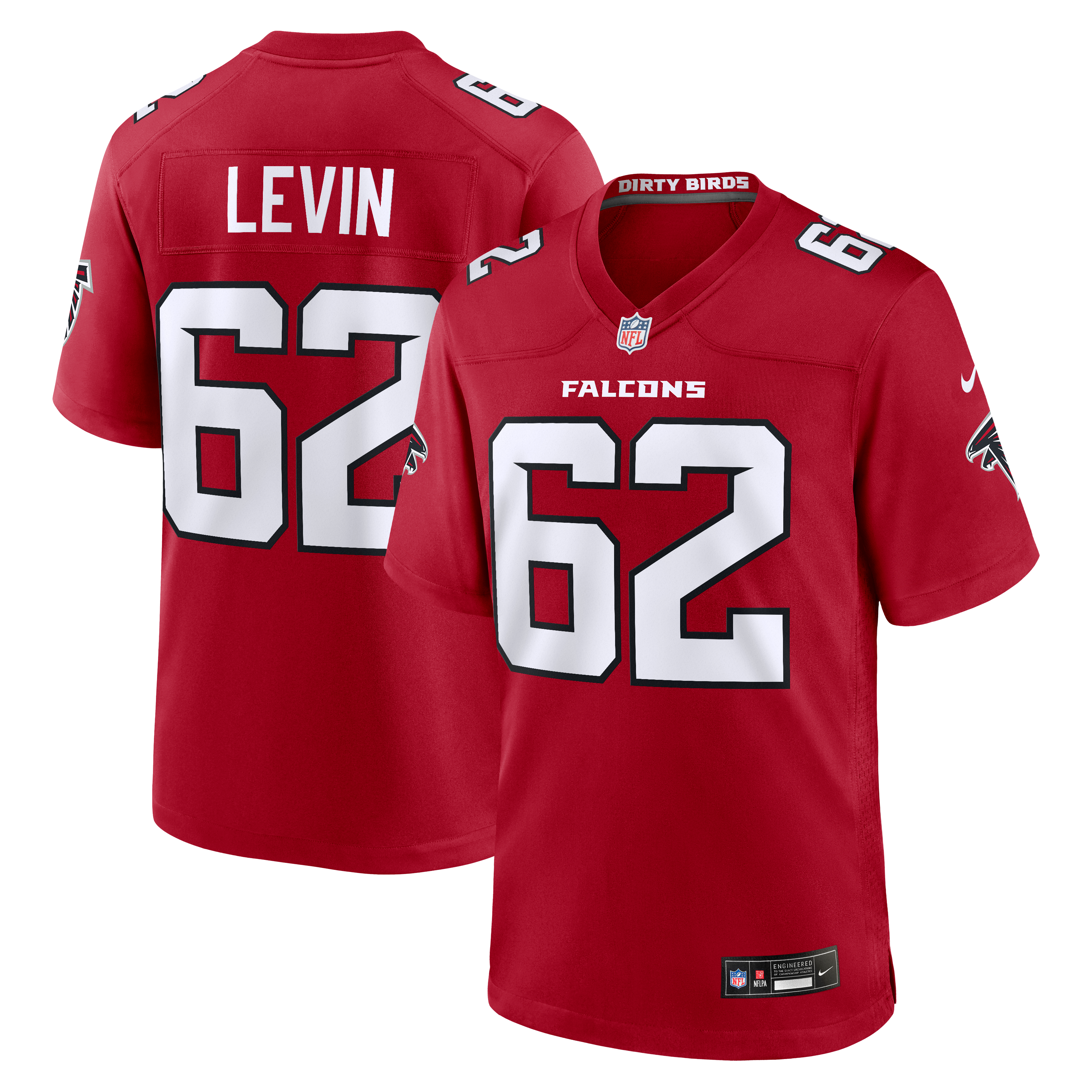 Maillot de match Nike Corey Levin rouge des Falcons d'Atlanta pour homme
