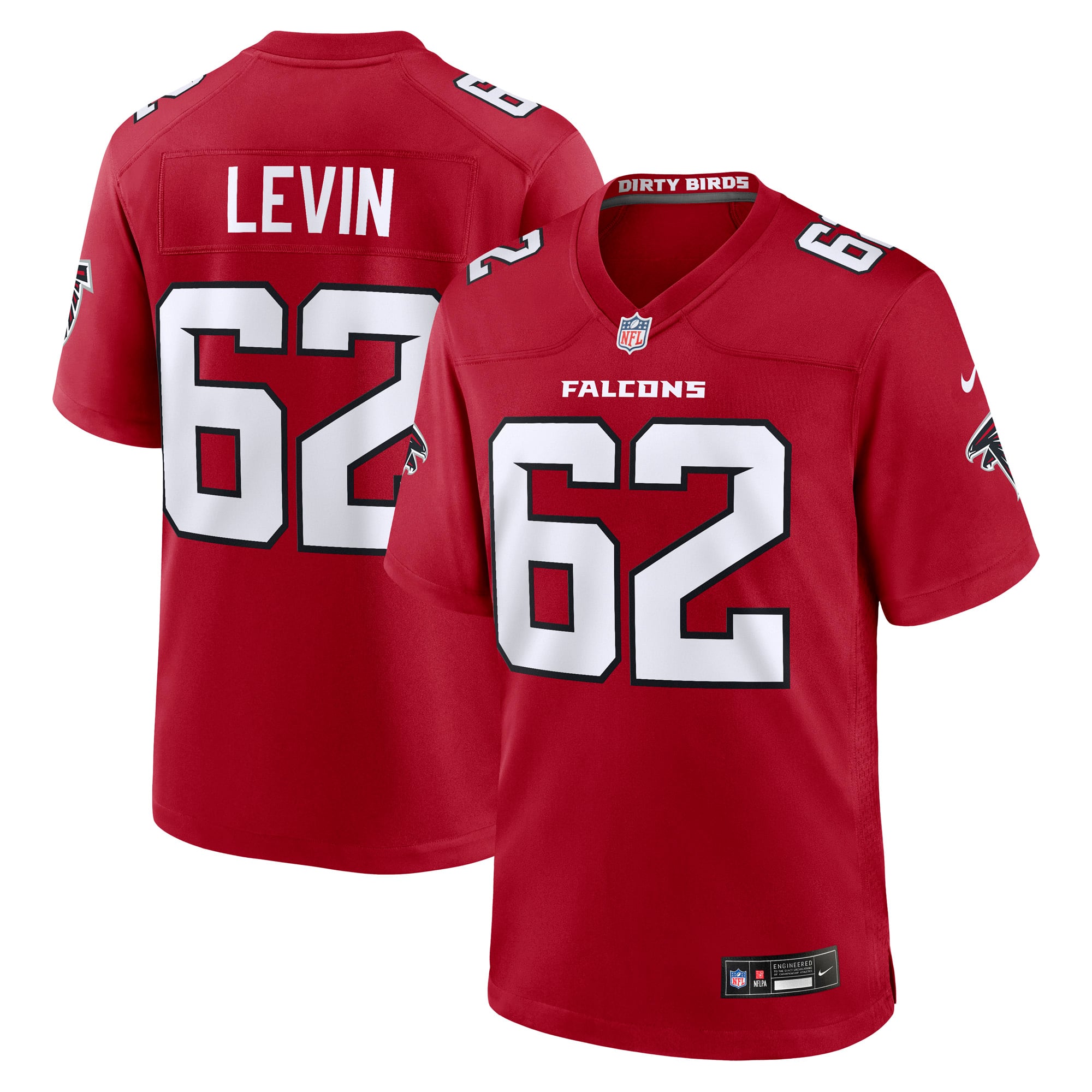 Maillot de match Nike Corey Levin rouge des Falcons d'Atlanta pour homme