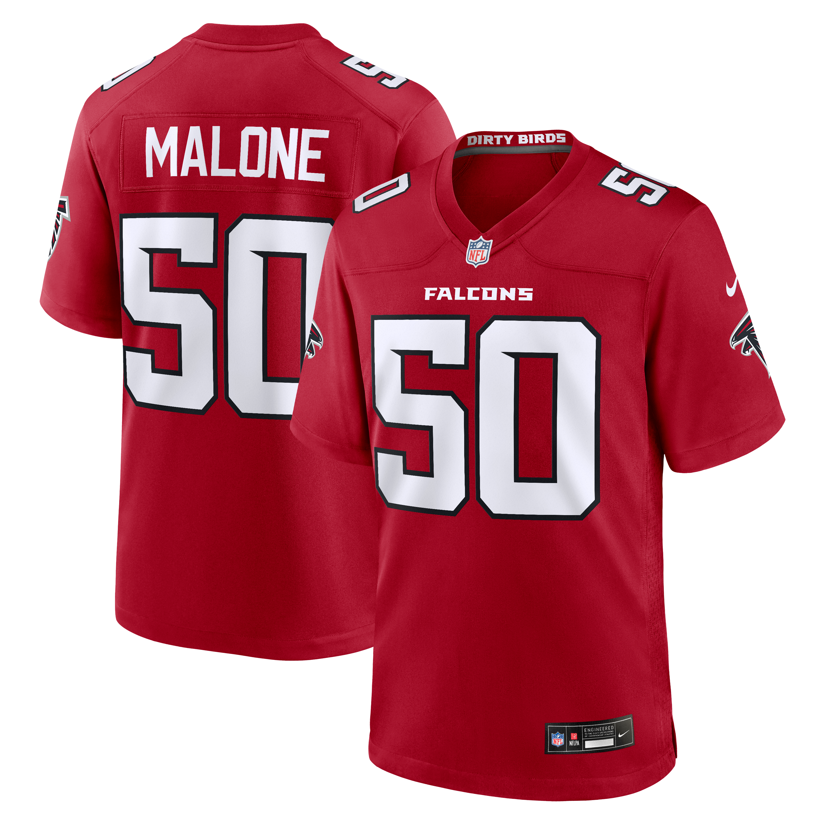 Maillot de match Nike Deangelo Malone rouge des Falcons d'Atlanta pour homme