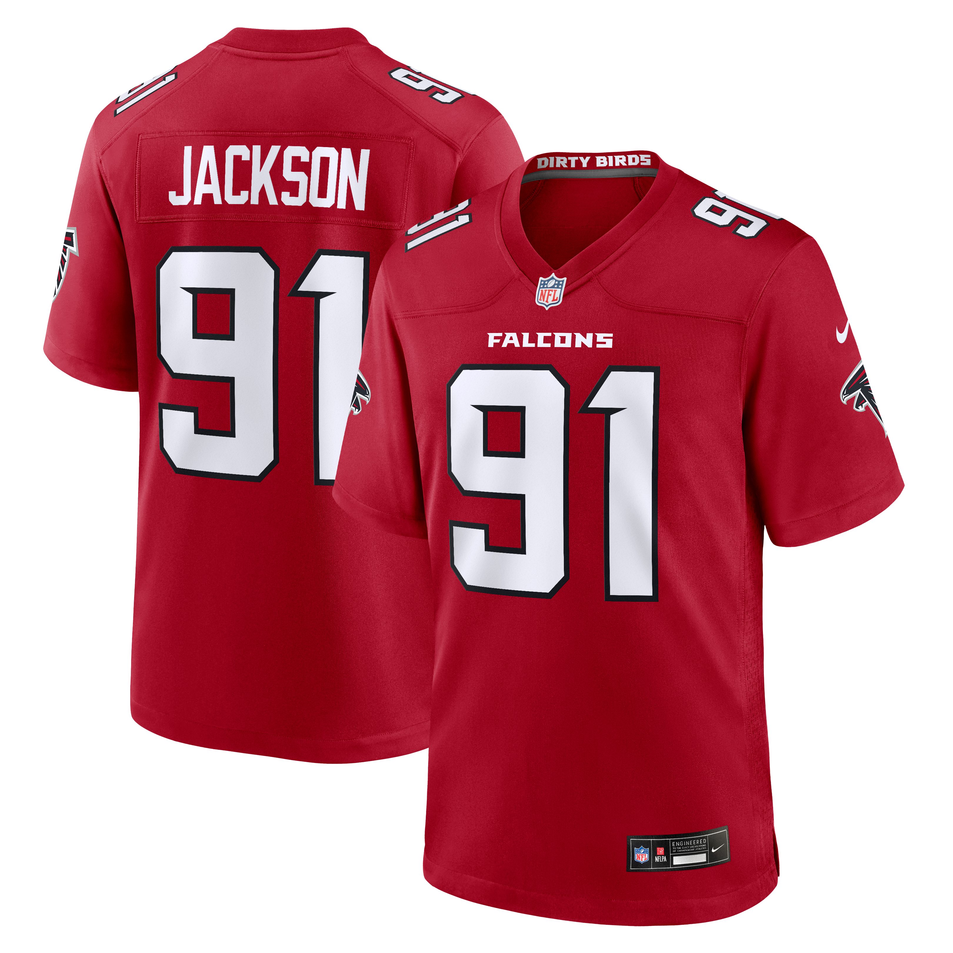 Maillot de match Nike Drake Jackson rouge des Falcons d'Atlanta pour homme