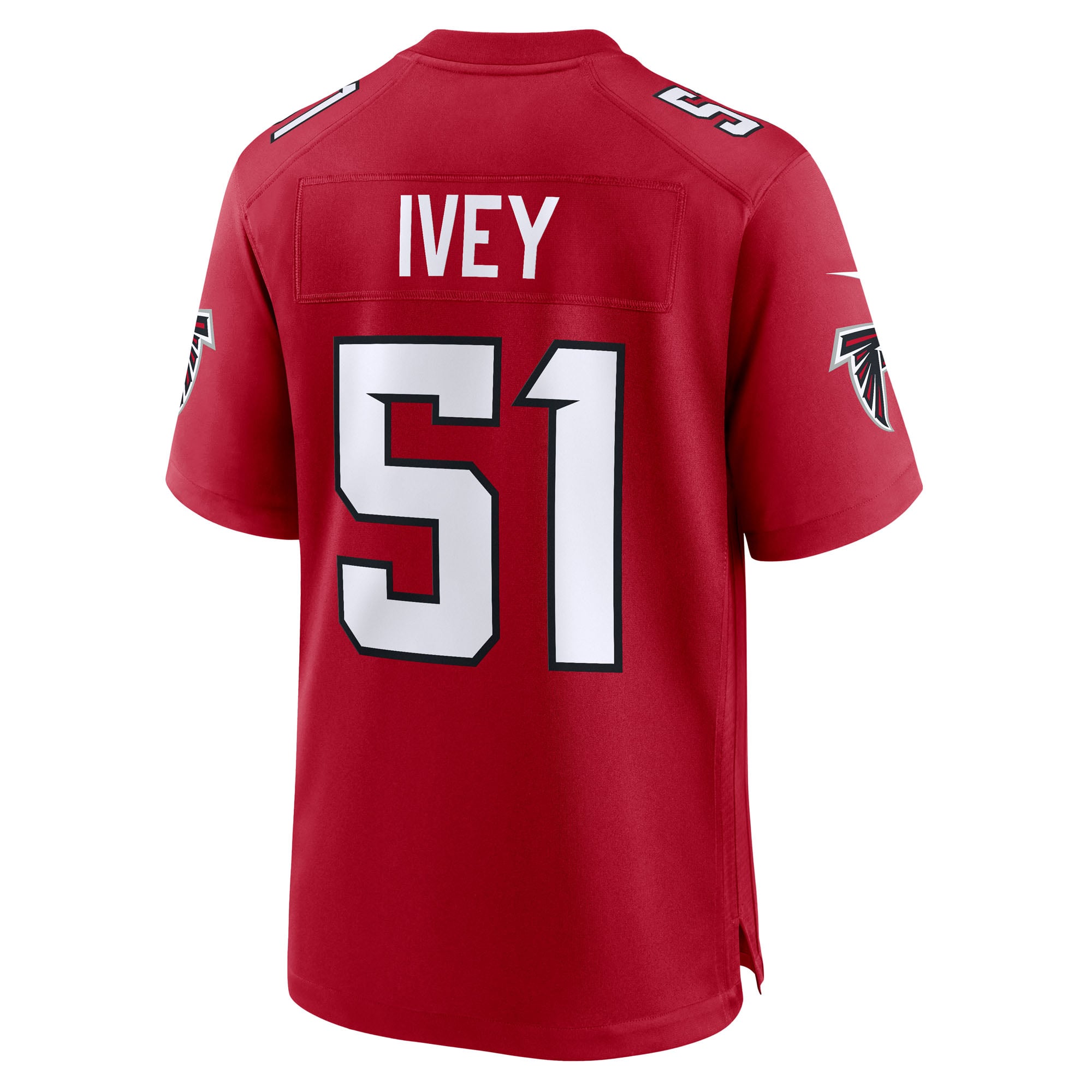 Maillot de match Nike Jared Ivey rouge des Falcons d'Atlanta pour homme