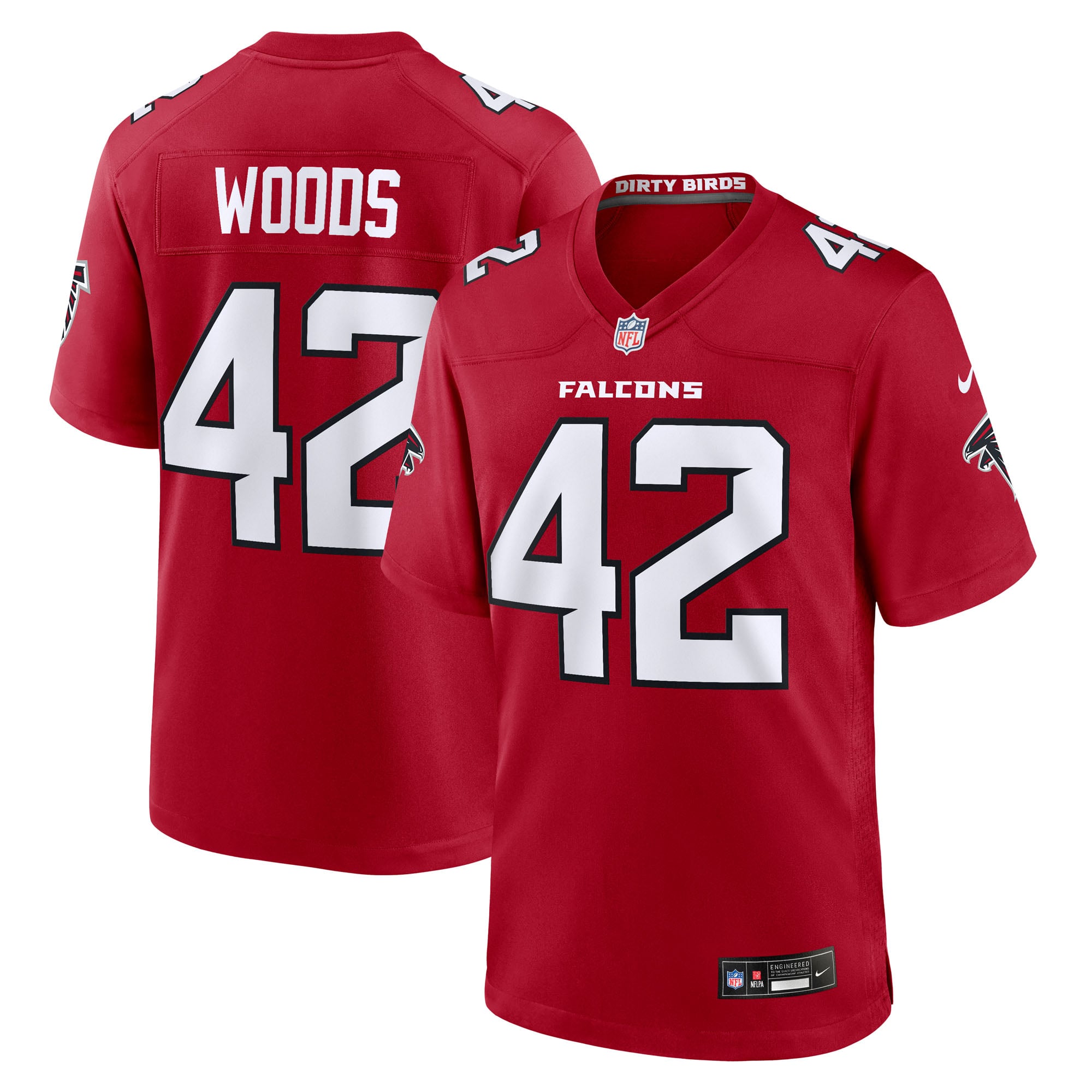Maillot de match Nike Josh Woods rouge des Falcons d'Atlanta pour homme