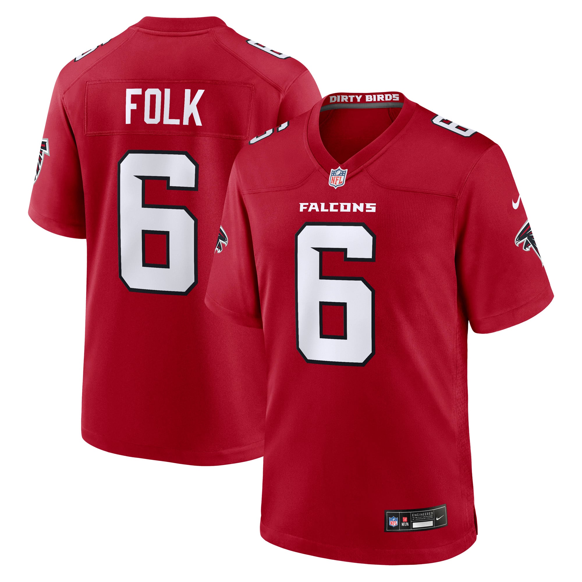 Maillot de match Nike Nick Folk rouge des Falcons d'Atlanta pour homme