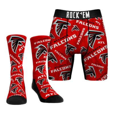  Atlanta Falcons Rock Em All-Over Logo Underwear and Crew Socks Combo Pack - 
