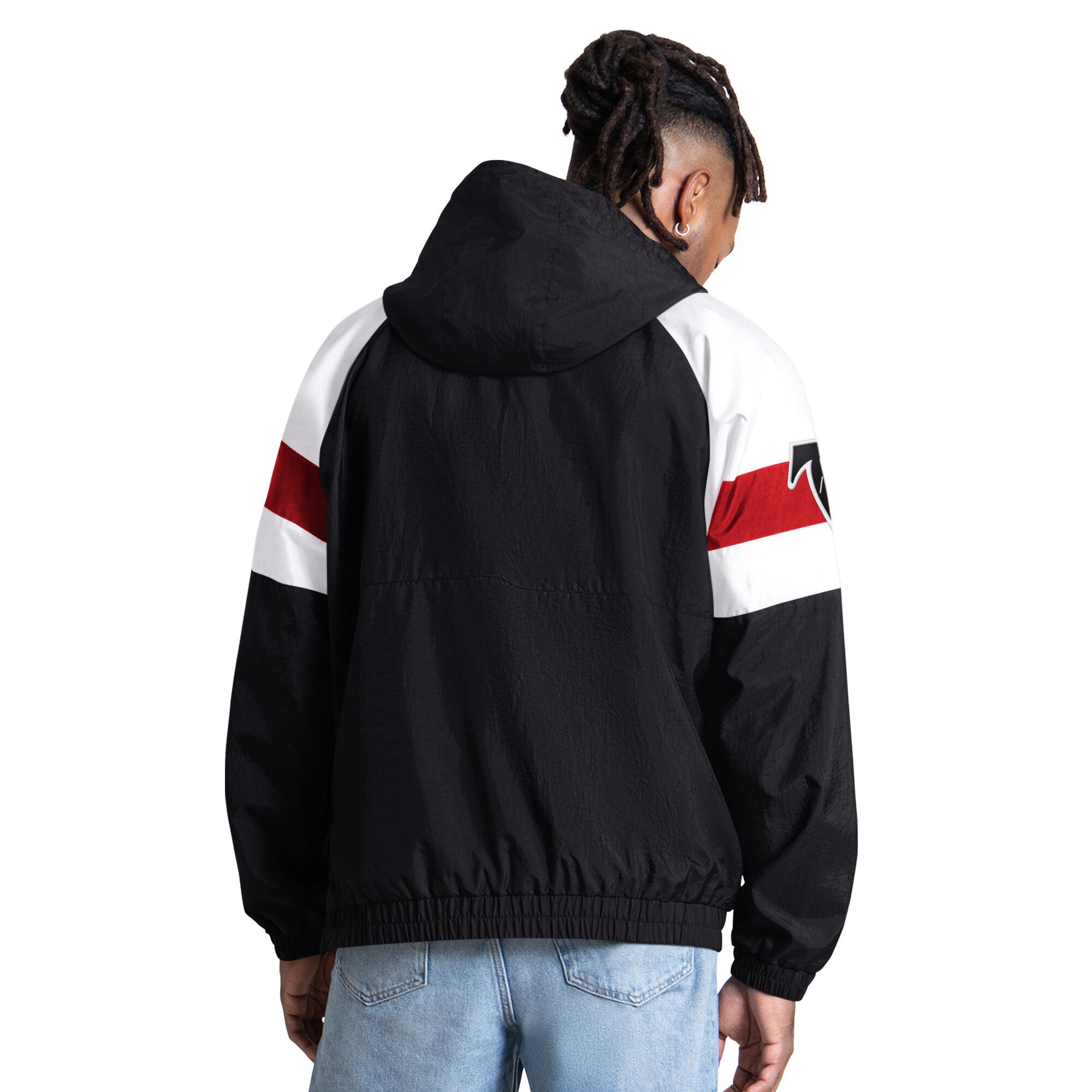Veste Starter noire pour homme, style streetwear, logo rétro, demi-zip
