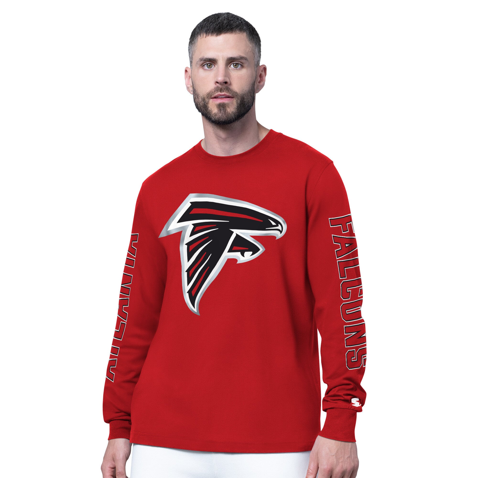 Men's Starter Red Atlanta Falcons Clutch Hit II Long-Sleeve T-Shirt