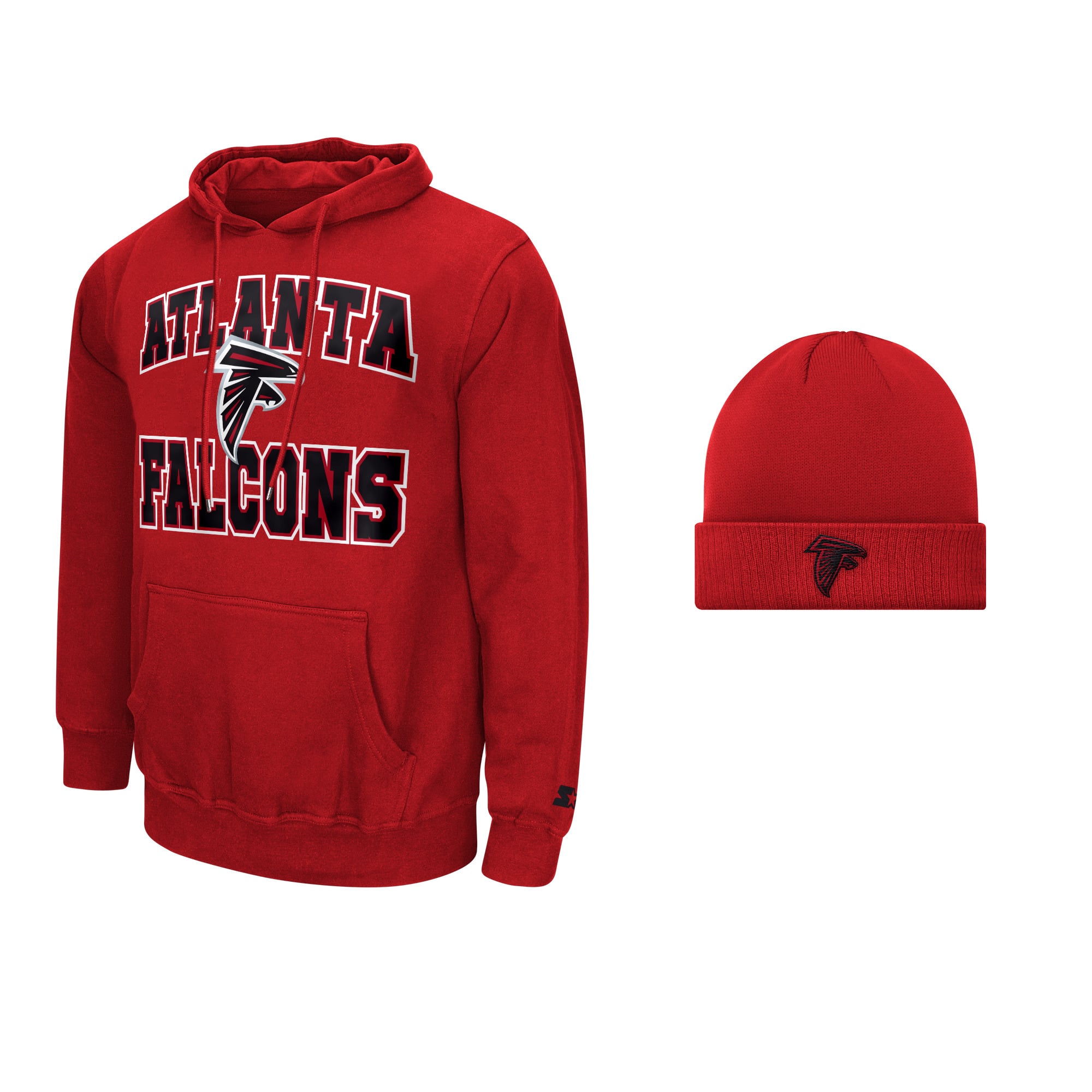 Men's Starter Red Atlanta Falcons Hoodie and Cuffed Knit Hat Combo Pack