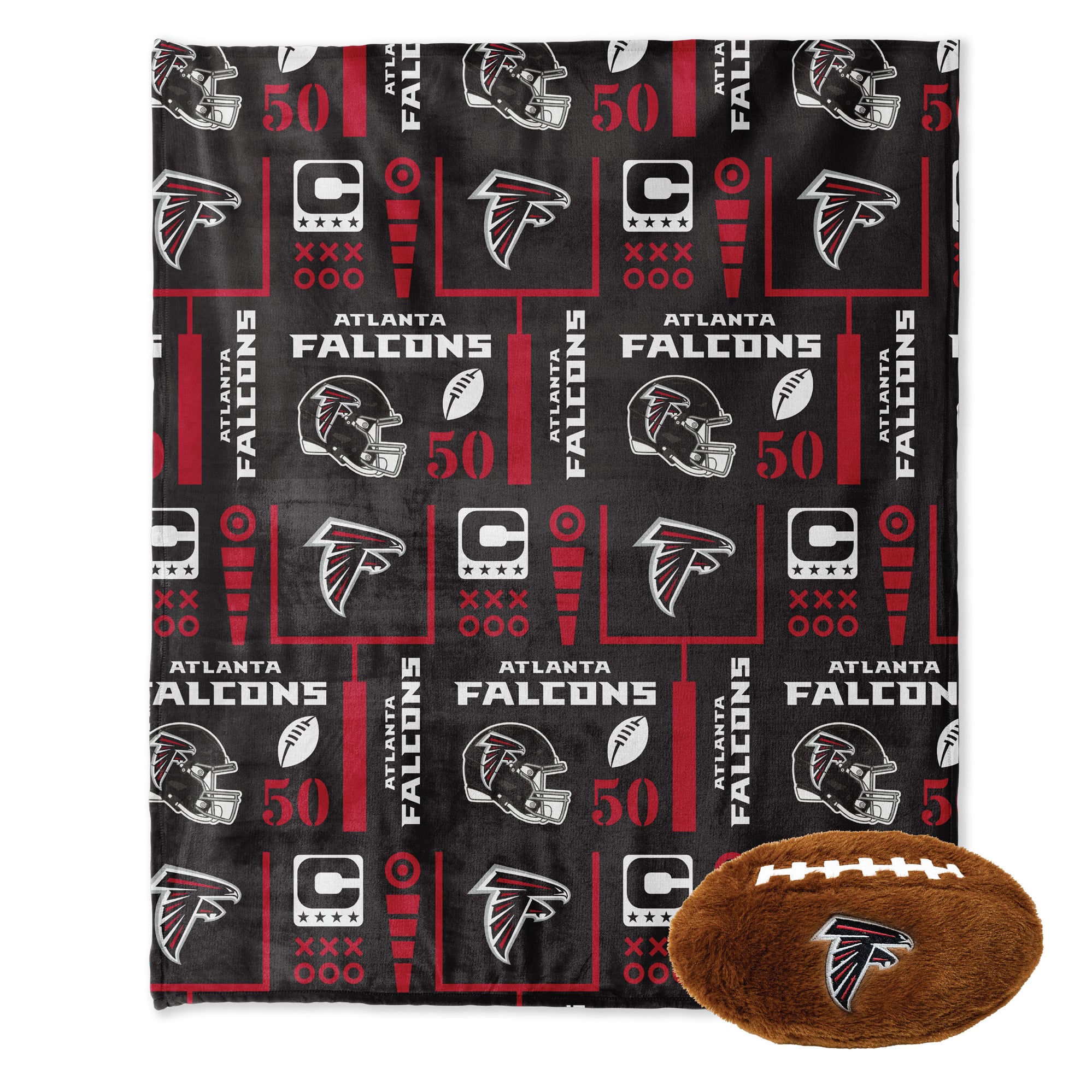 Pegasus Atlanta Falcons 50" x 60" Blackout Team Spirit Ultra Soft Throw & Plush Football Combo Pack