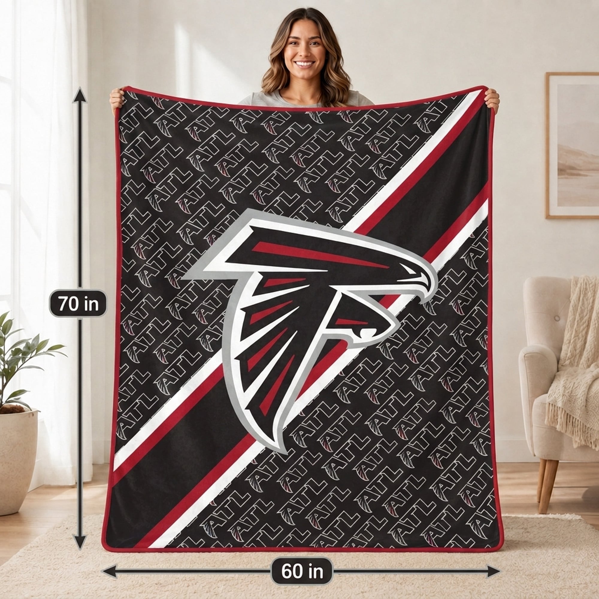 Pegasus Atlanta Falcons 60" x 70" Diagonal Lined Wordmark Ultra Soft Blanket