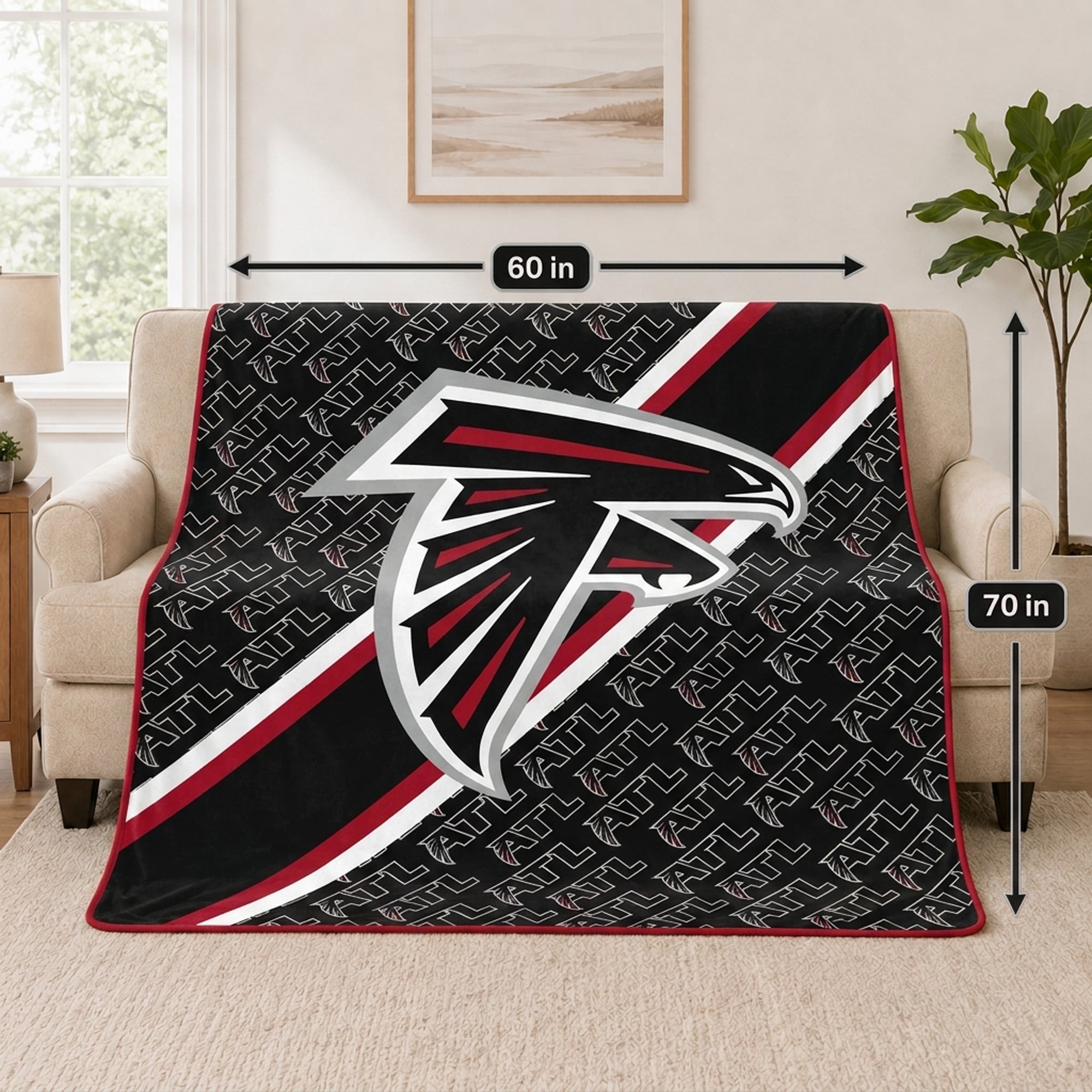 Pegasus Atlanta Falcons 60" x 70" Diagonal Lined Wordmark Ultra Soft Blanket