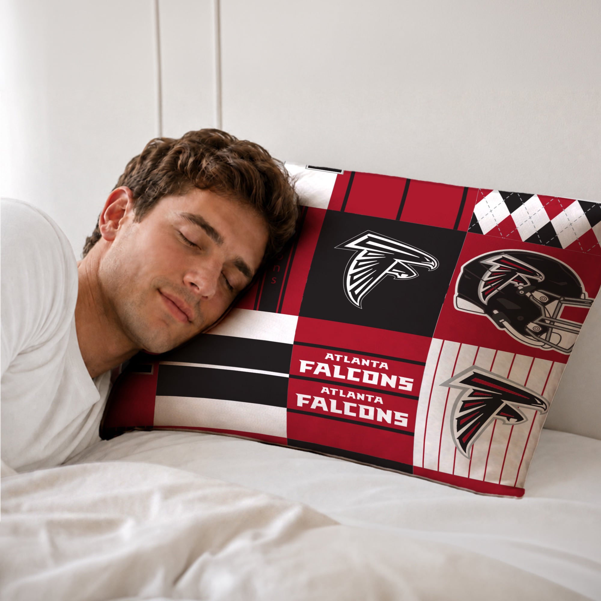Ensemble de literie trois pièces à carreaux patchwork Pegasus Atlanta Falcons (grand lit/queen)