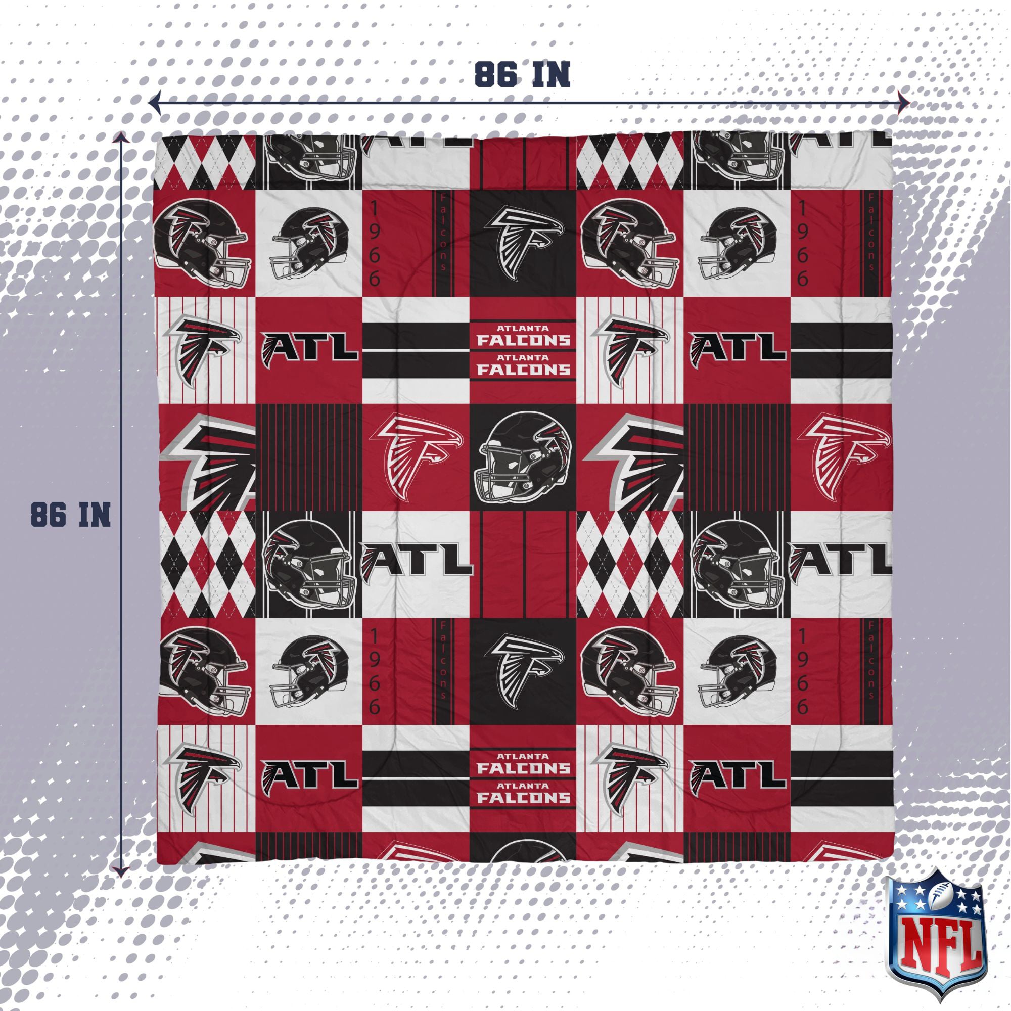 Ensemble de literie trois pièces à carreaux patchwork Pegasus Atlanta Falcons (grand lit/queen)