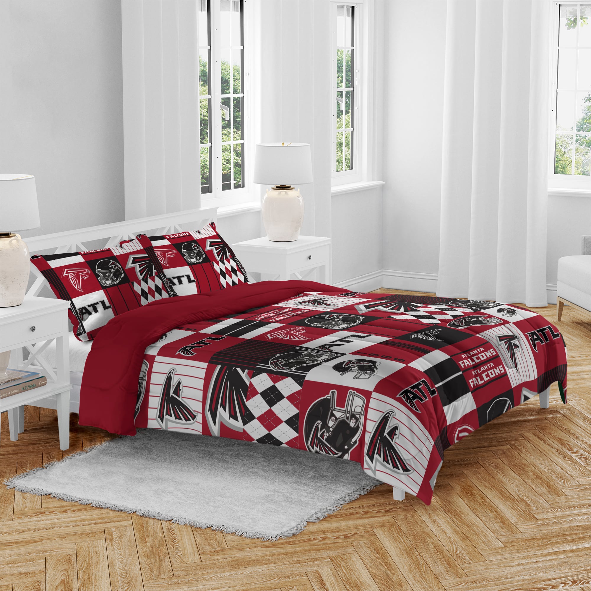 Ensemble de literie trois pièces à carreaux patchwork Pegasus Atlanta Falcons (grand lit/queen)