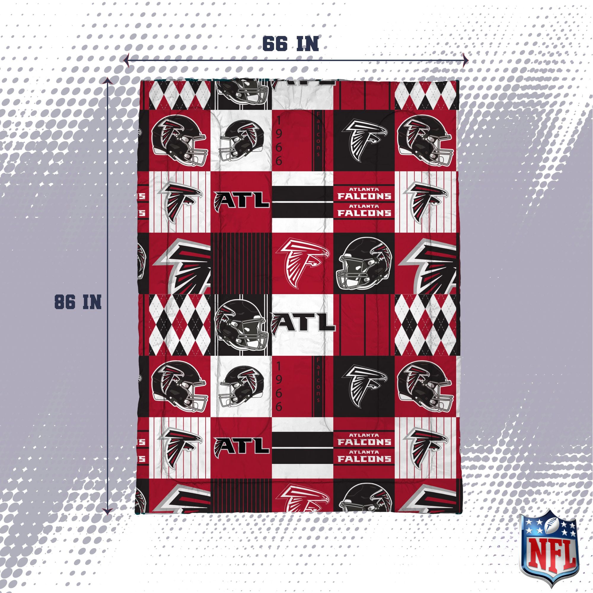 Ensemble de literie deux pièces Pegasus Atlanta Falcons Patchwork Plaid pour lit simple/simple XL