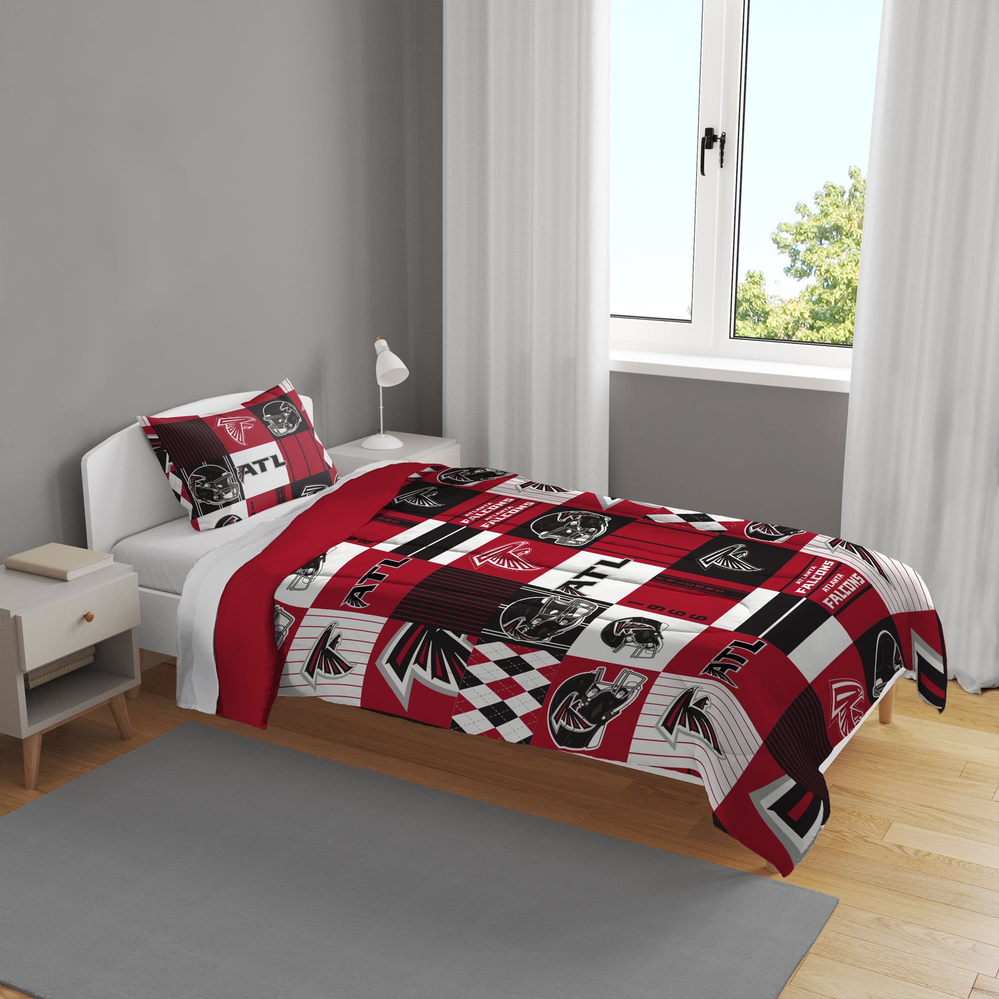 Ensemble de literie deux pièces Pegasus Atlanta Falcons Patchwork Plaid pour lit simple/simple XL