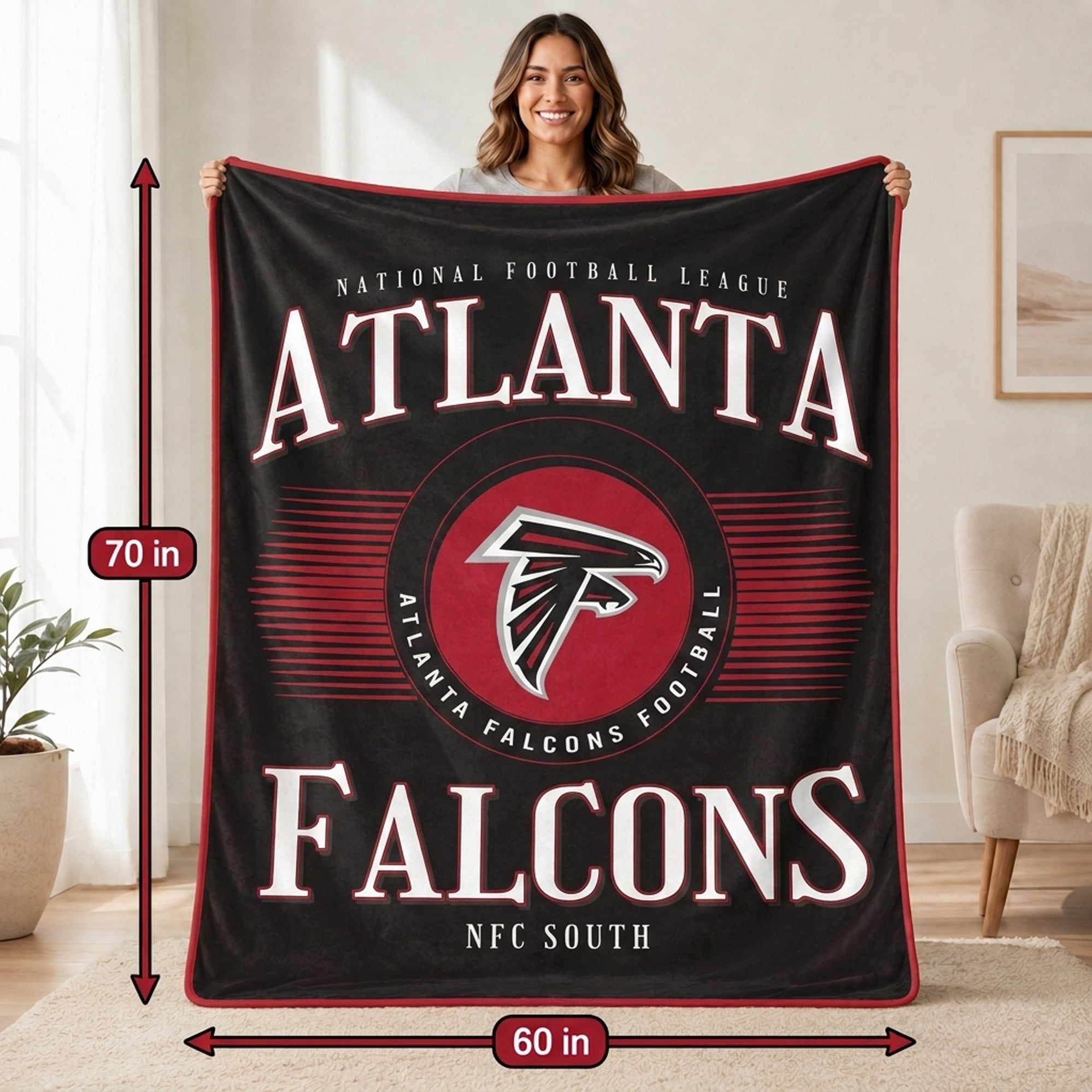 Pegasus Atlanta Falcons Spotlight Arch 60" x 70" Ultra Soft Throw Blanket