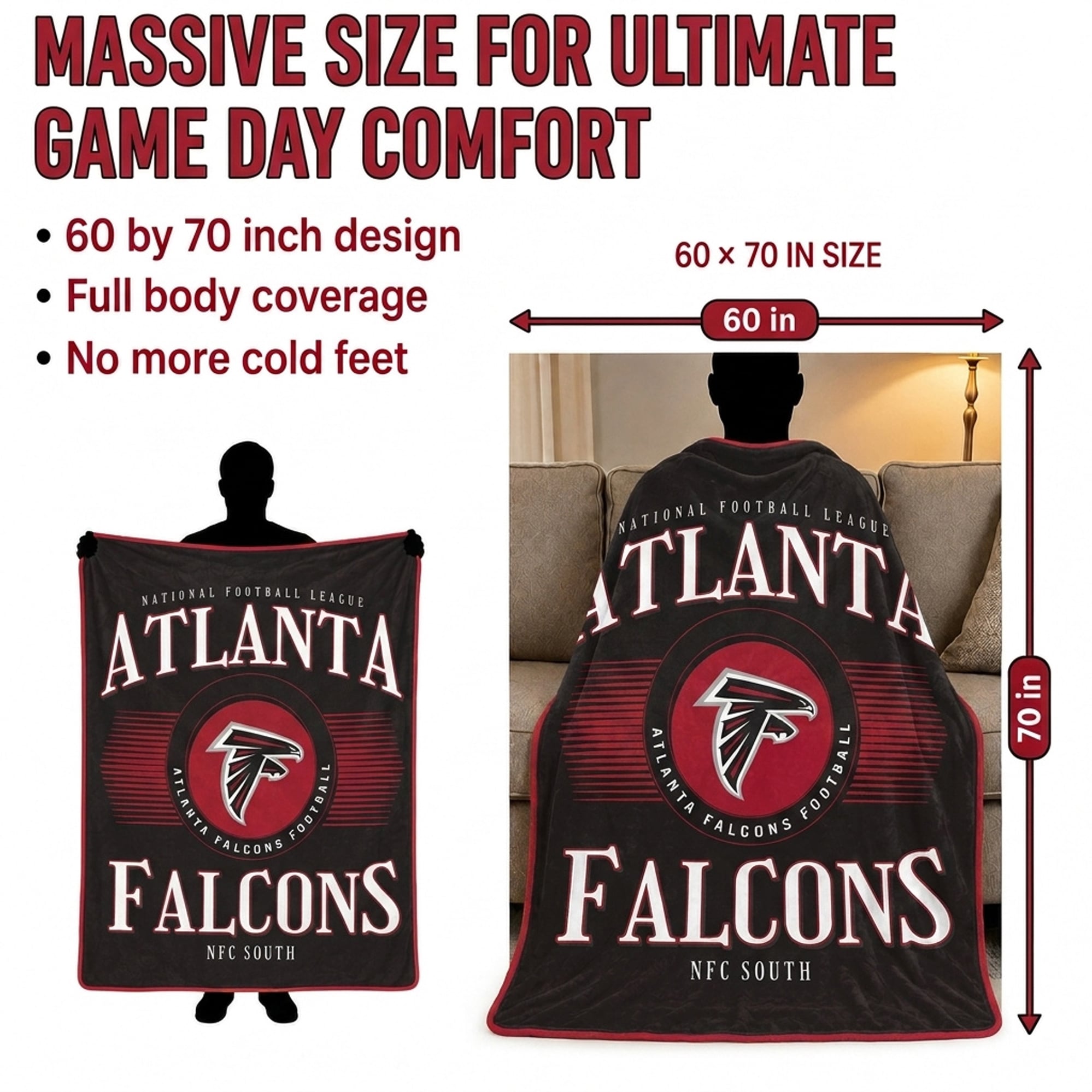 Pegasus Atlanta Falcons Spotlight Arch 60" x 70" Ultra Soft Throw Blanket