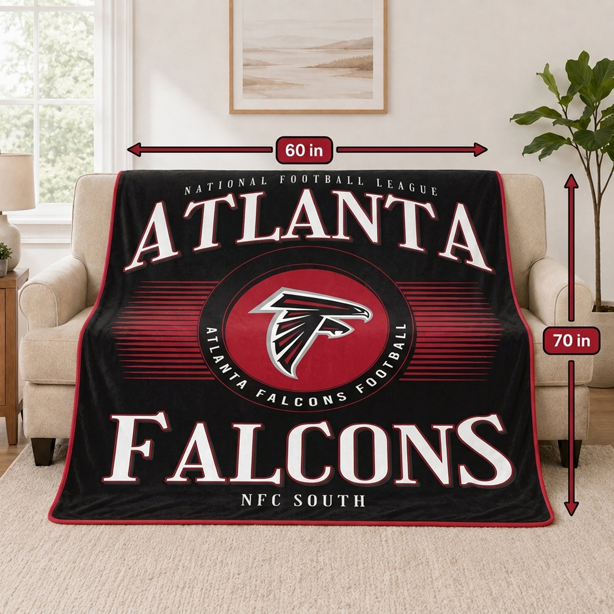 Pegasus Atlanta Falcons Spotlight Arch 60" x 70" Ultra Soft Throw Blanket