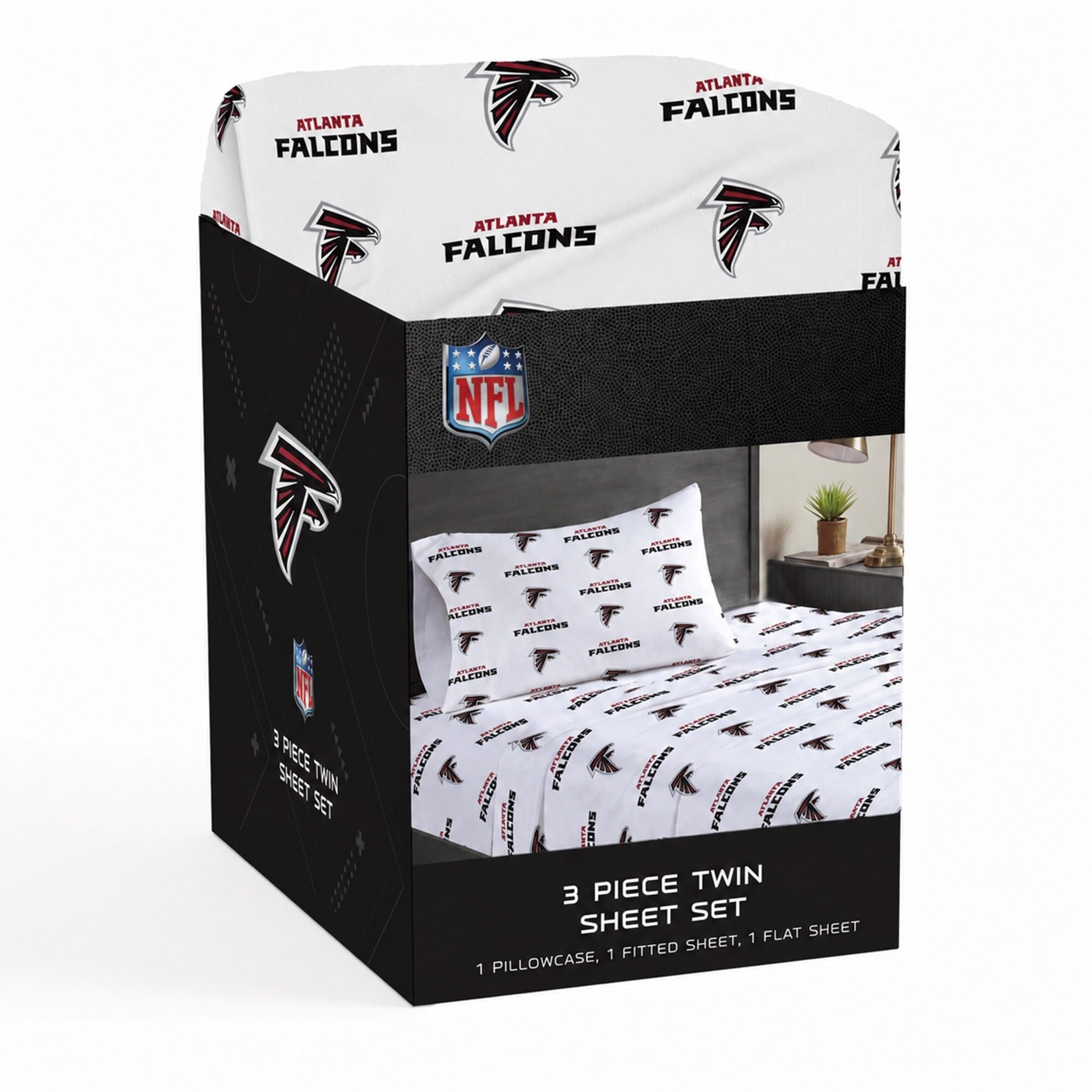 Ensemble de draps trois pièces Pegasus Atlanta Falcons pour lit simple