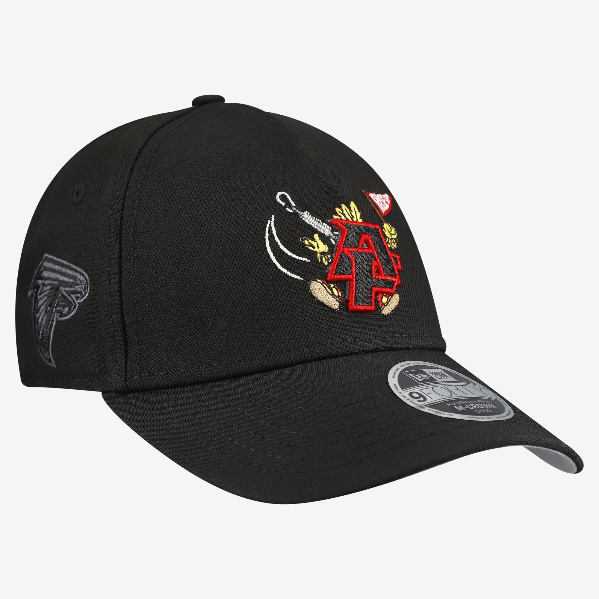 Casquette ajustable New Era 9FORTY M-Crown A-Frame noire à motif Atlanta Falcons pour enfants d'âge préscolaire