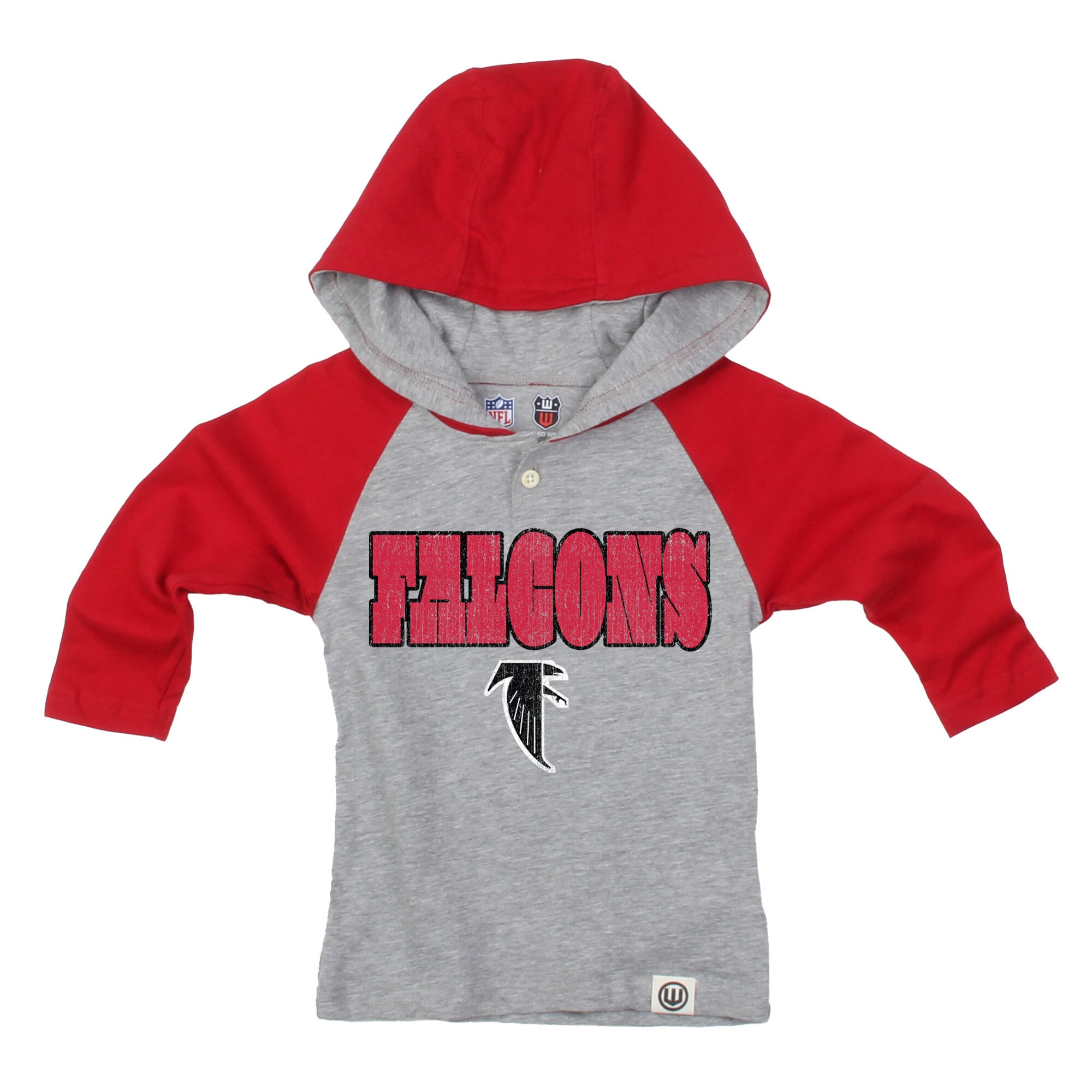 Toddler Wes & Willy Heather Gray/Red Atlanta Falcons Henley Hoodie Sweatpants Set