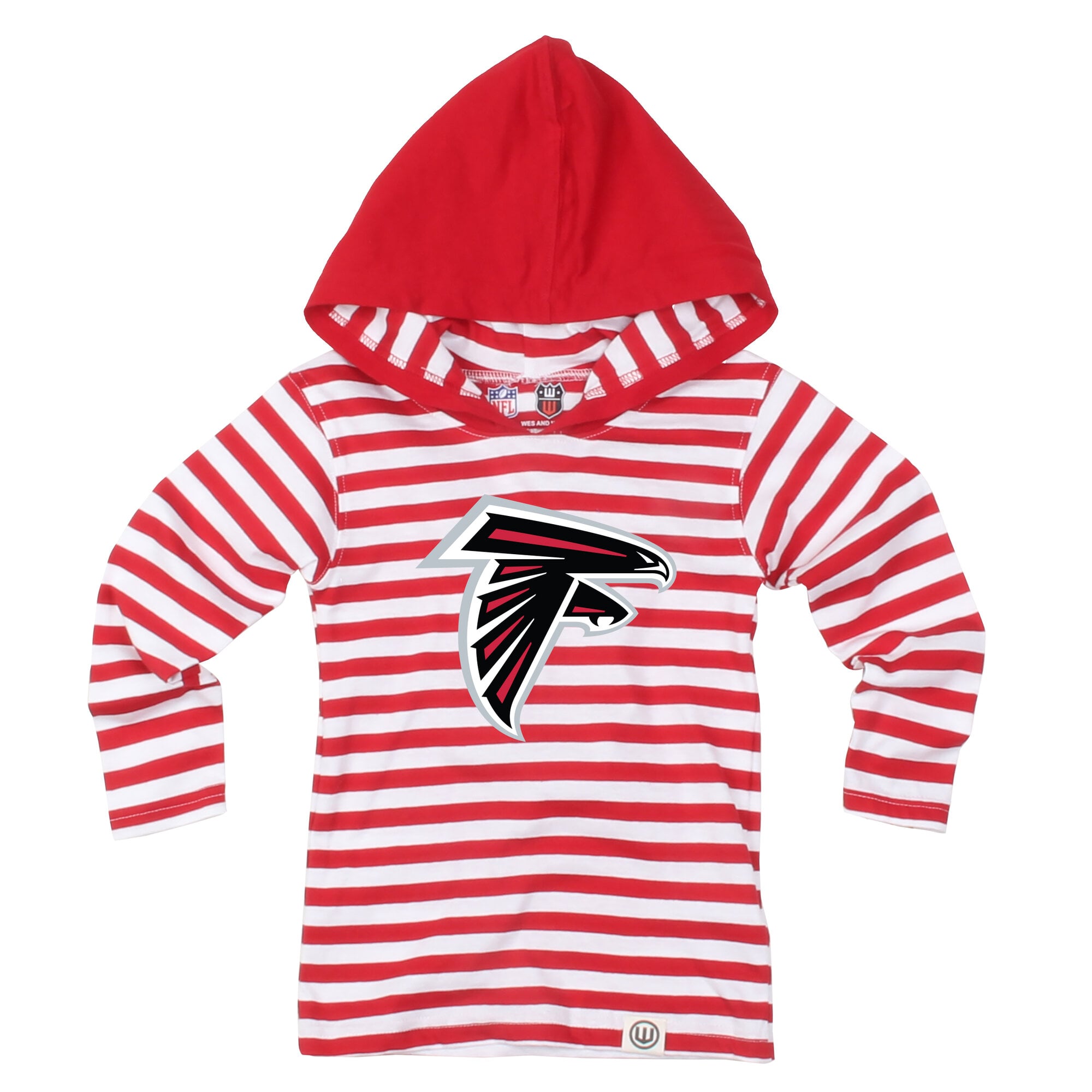 Ensemble pour tout-petit Wes & Willy rouge Atlanta Falcons à rayures, haut manches longues et pantalon capuche.