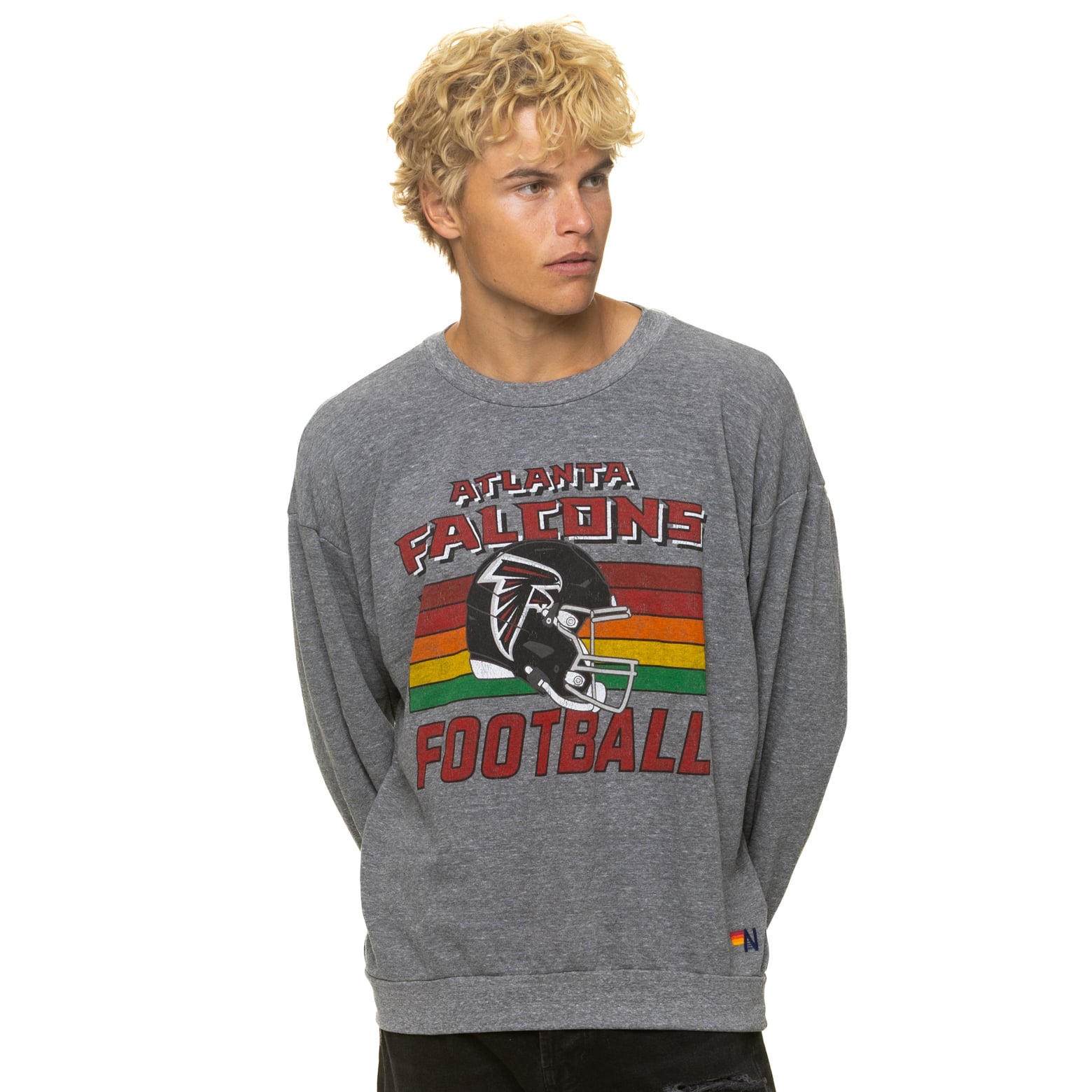 Sweat-shirt unisexe Aviator Nation gris chiné Atlanta Falcons, coupe décontractée, en mélange de trois matières.