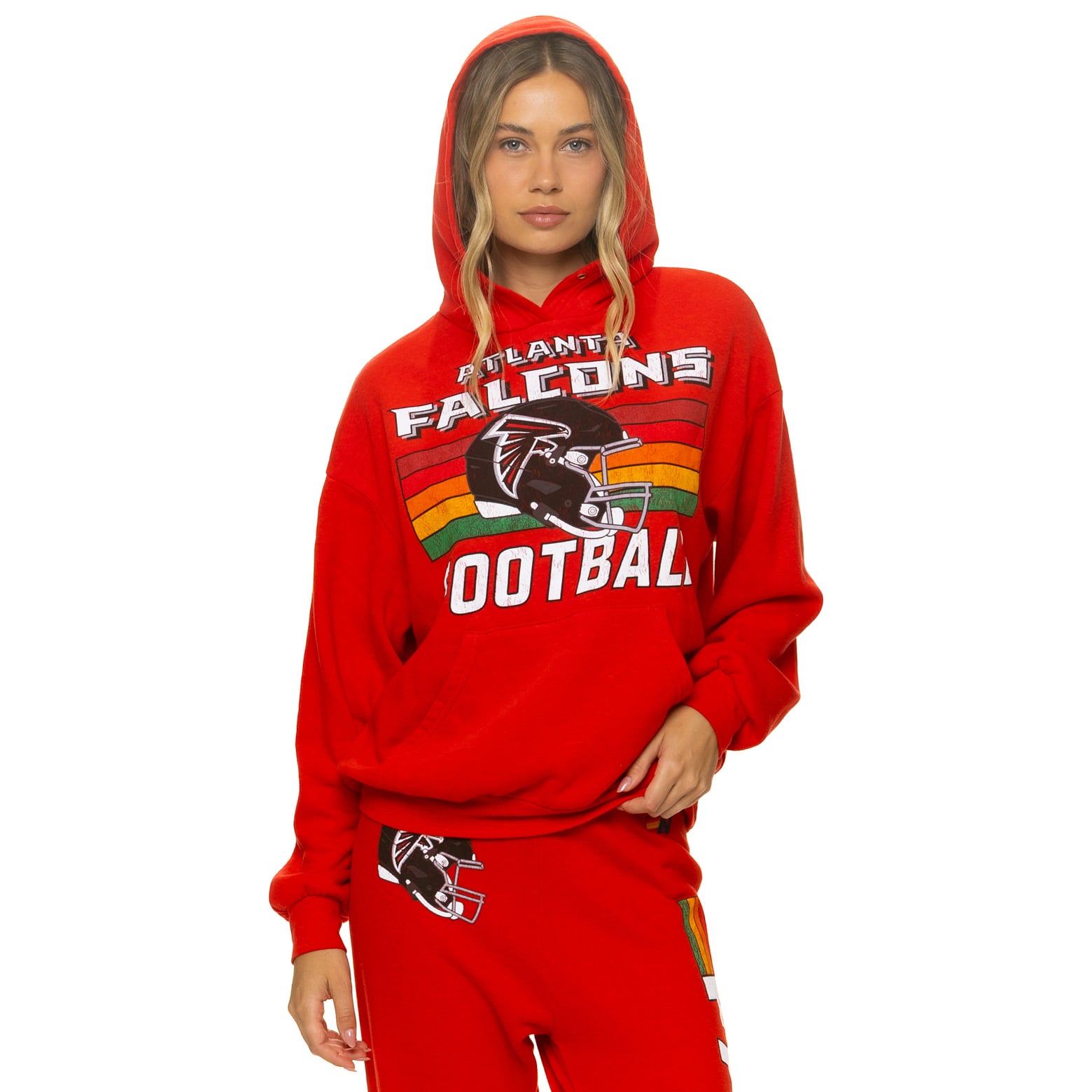 Sweat à capuche unisexe Aviator Nation rouge Atlanta Falcons, coupe décontractée, en mélange de trois matières.