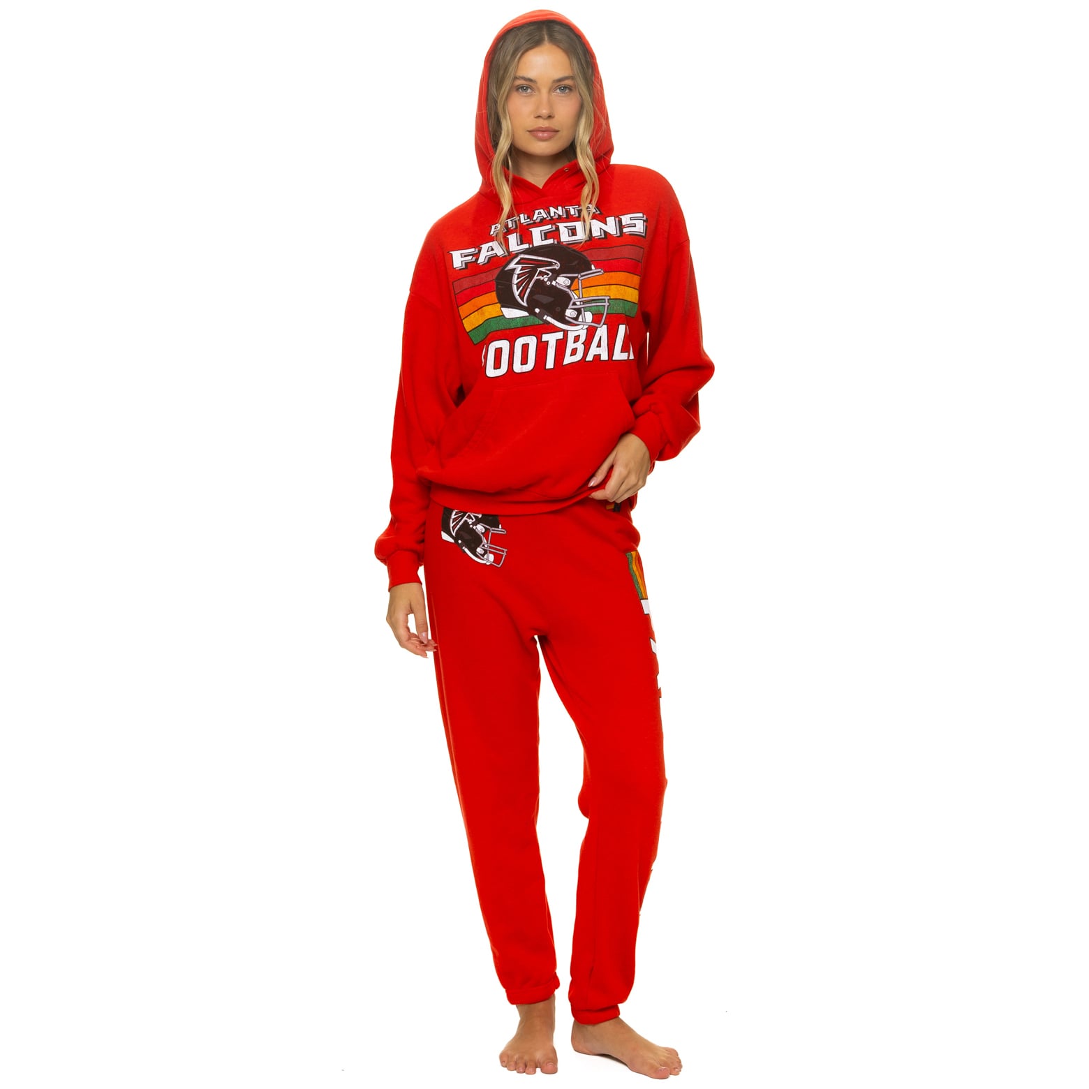 Sweat à capuche unisexe Aviator Nation rouge Atlanta Falcons, coupe décontractée, en mélange de trois matières.